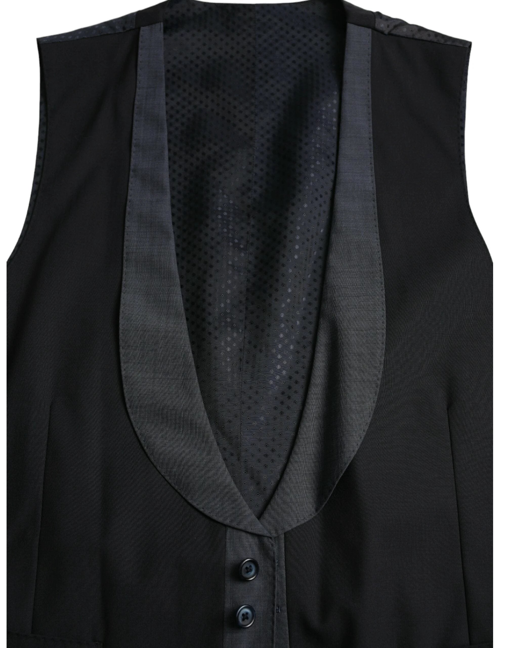 Dolce & Gabbana Black Wool Waistcoat Dress Formal Vest by Dolce & Gabbana