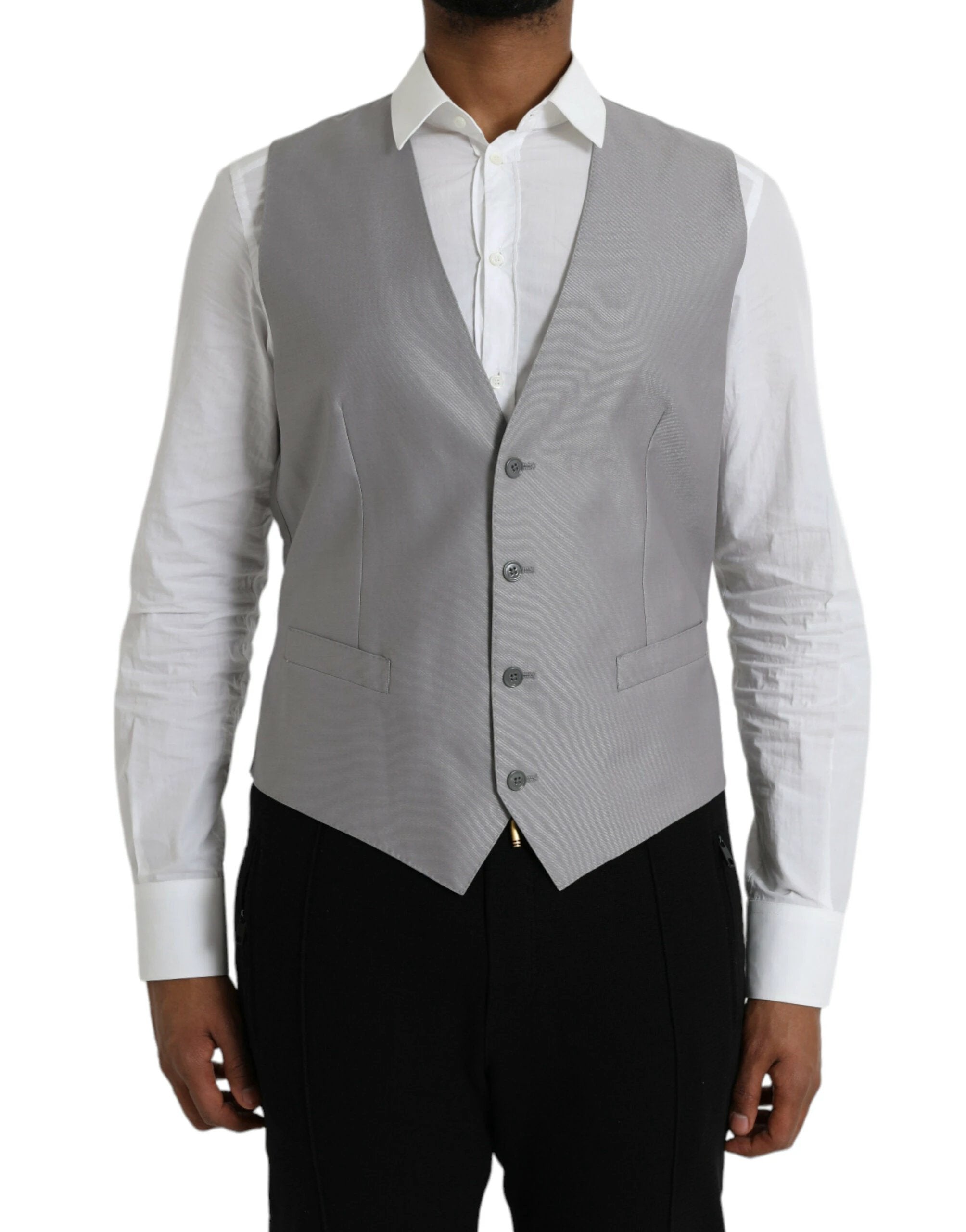 Dolce & Gabbana Light Gray Wool Formal Dress Waistcoat Vest by Dolce & Gabbana