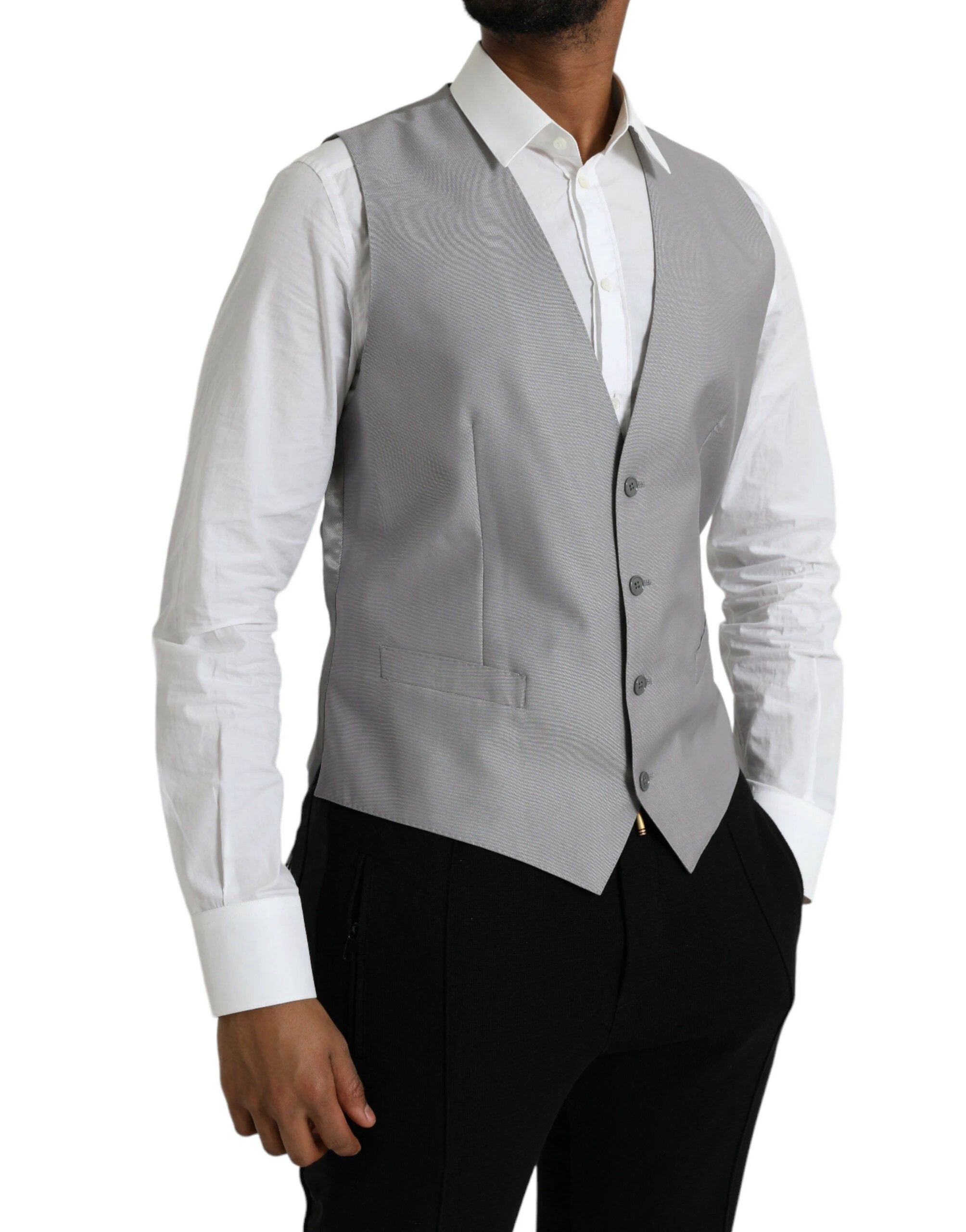 Dolce & Gabbana Light Gray Wool Formal Dress Waistcoat Vest by Dolce & Gabbana