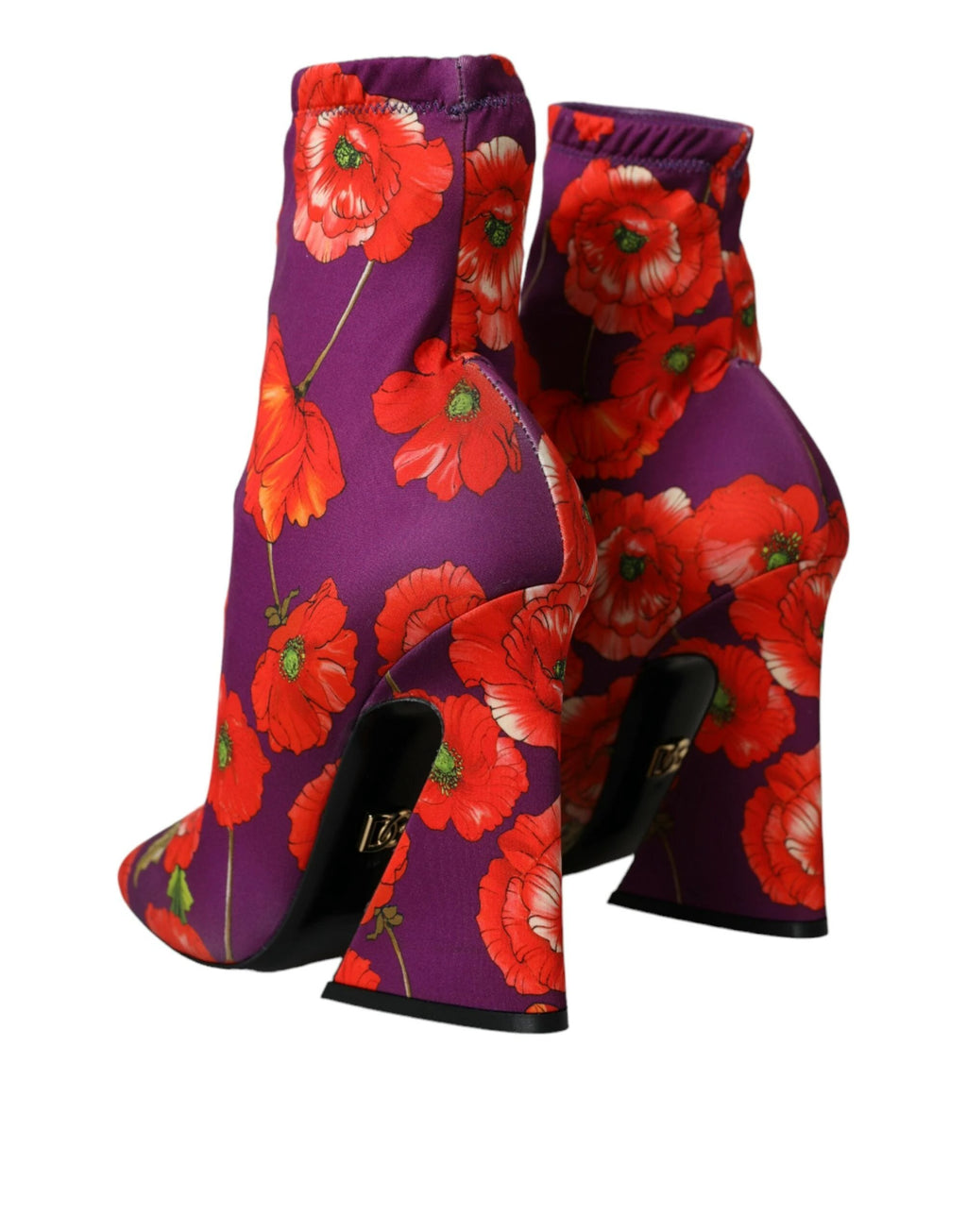 Dolce & Gabbana Purple Floral Jersey Stretch Boots Shoes by Dolce & Gabbana