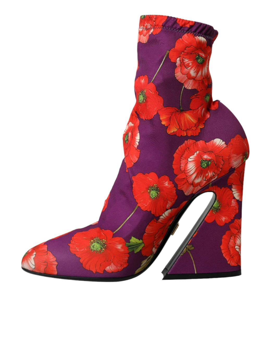 Dolce & Gabbana Purple Floral Jersey Stretch Boots Shoes by Dolce & Gabbana