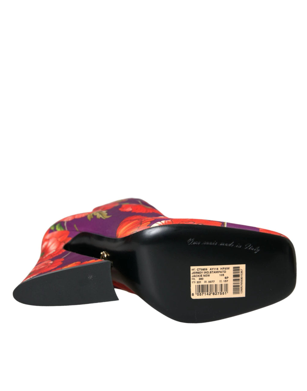 Dolce & Gabbana Purple Floral Jersey Stretch Boots Shoes by Dolce & Gabbana