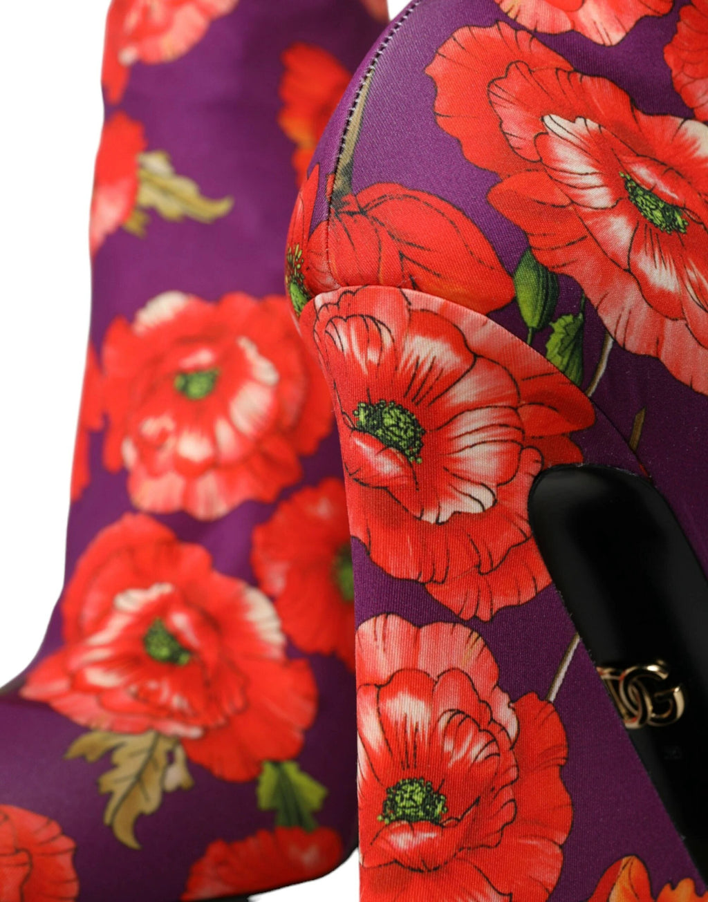 Dolce & Gabbana Purple Floral Jersey Stretch Boots Shoes by Dolce & Gabbana