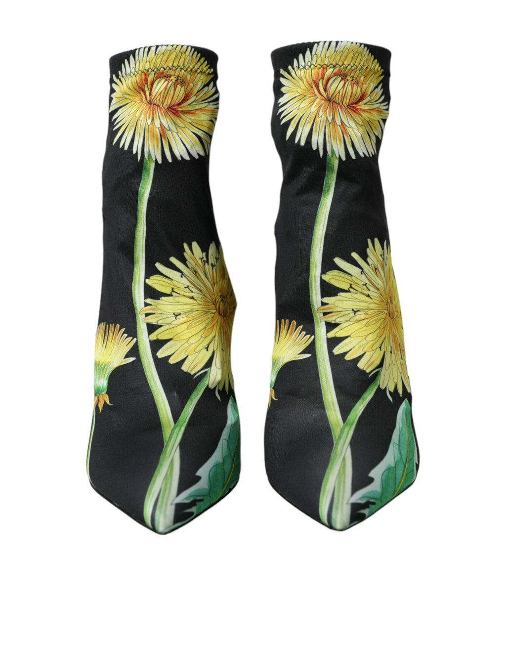 Dolce & Gabbana Black Floral Jersey Stretch Ankle Boots Shoes by Dolce & Gabbana
