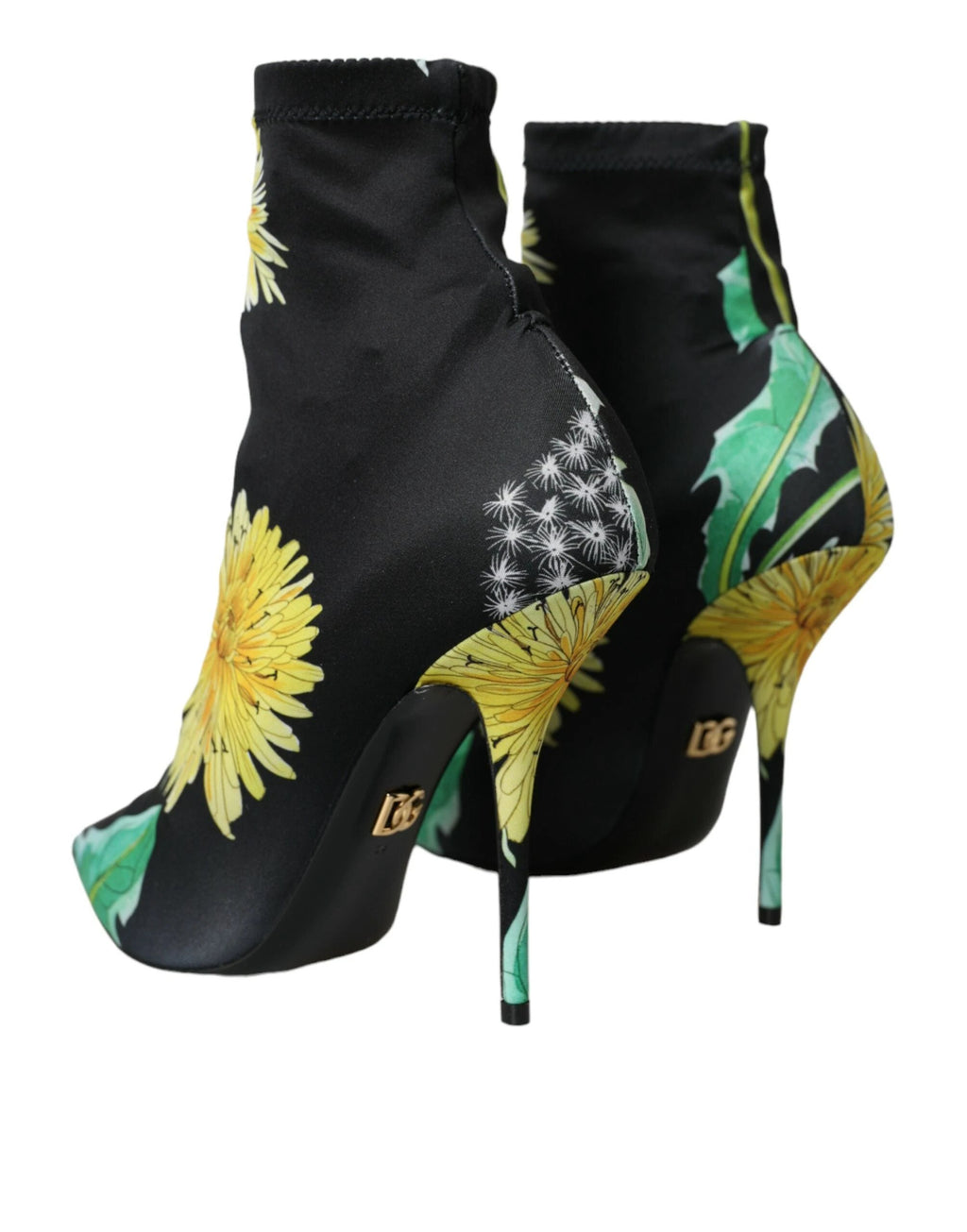Dolce & Gabbana Black Floral Jersey Stretch Ankle Boots Shoes by Dolce & Gabbana
