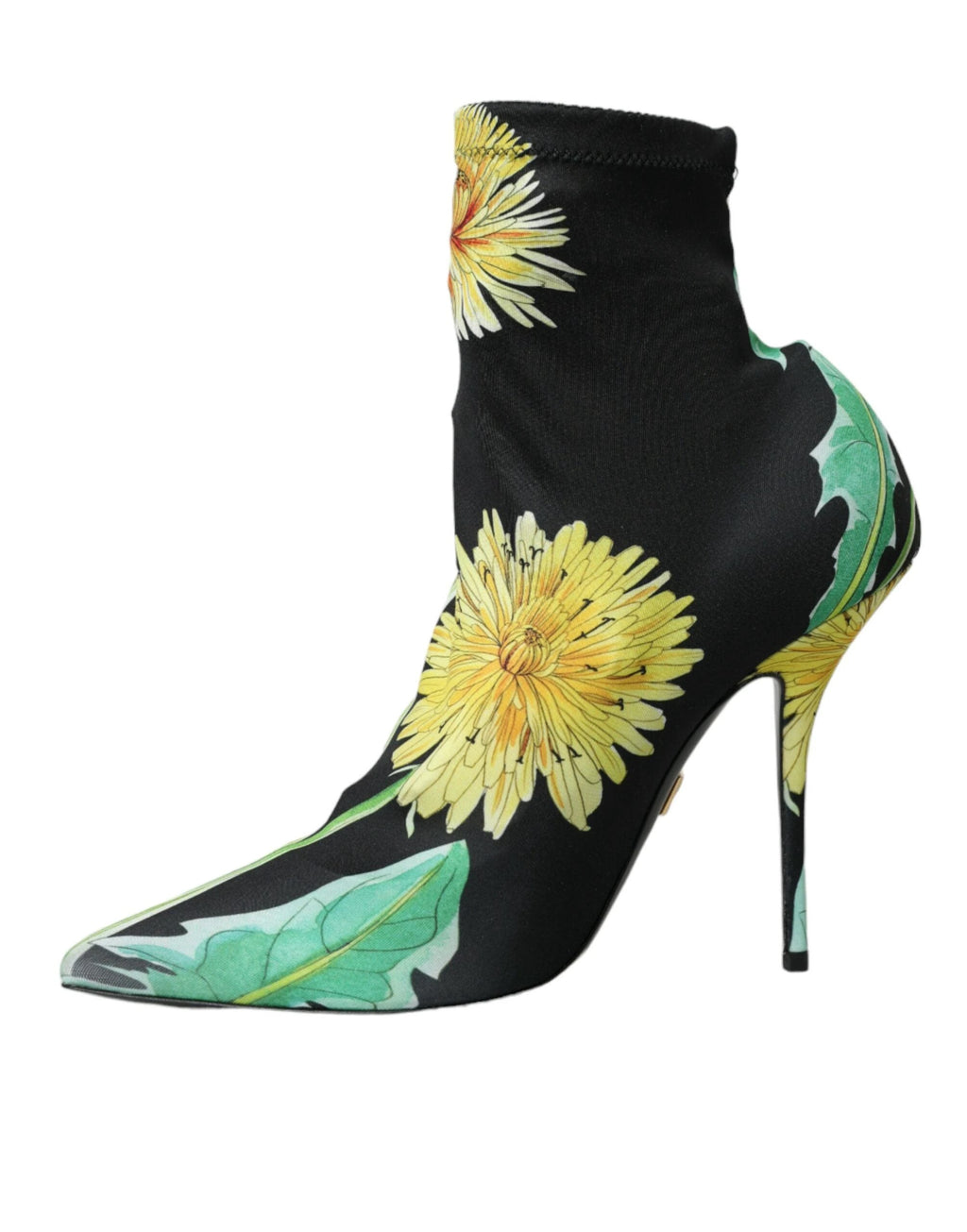 Dolce & Gabbana Black Floral Jersey Stretch Ankle Boots Shoes by Dolce & Gabbana