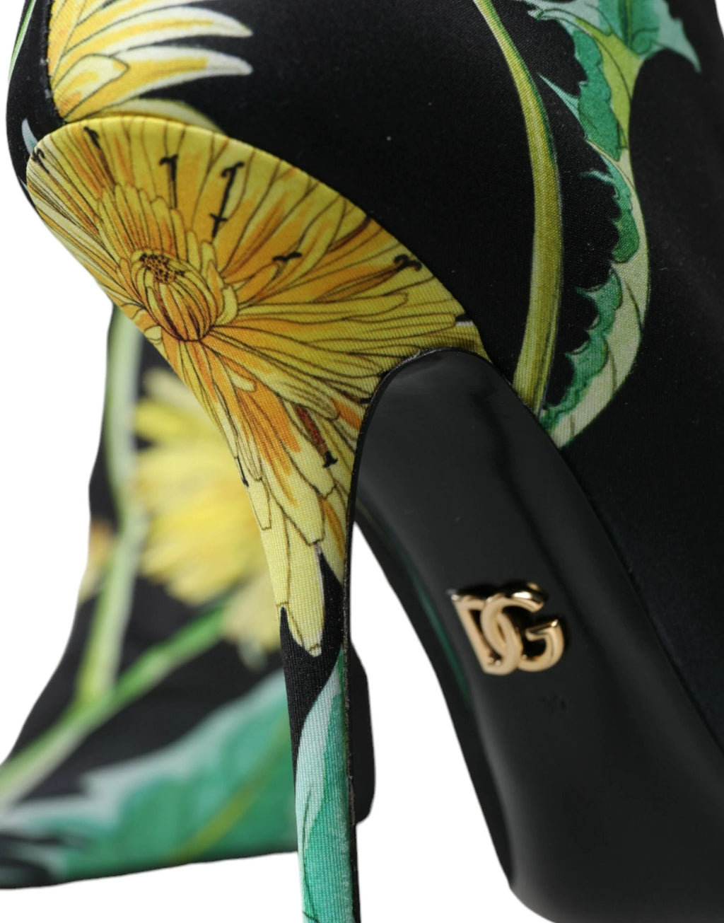 Dolce & Gabbana Black Floral Jersey Stretch Ankle Boots Shoes by Dolce & Gabbana