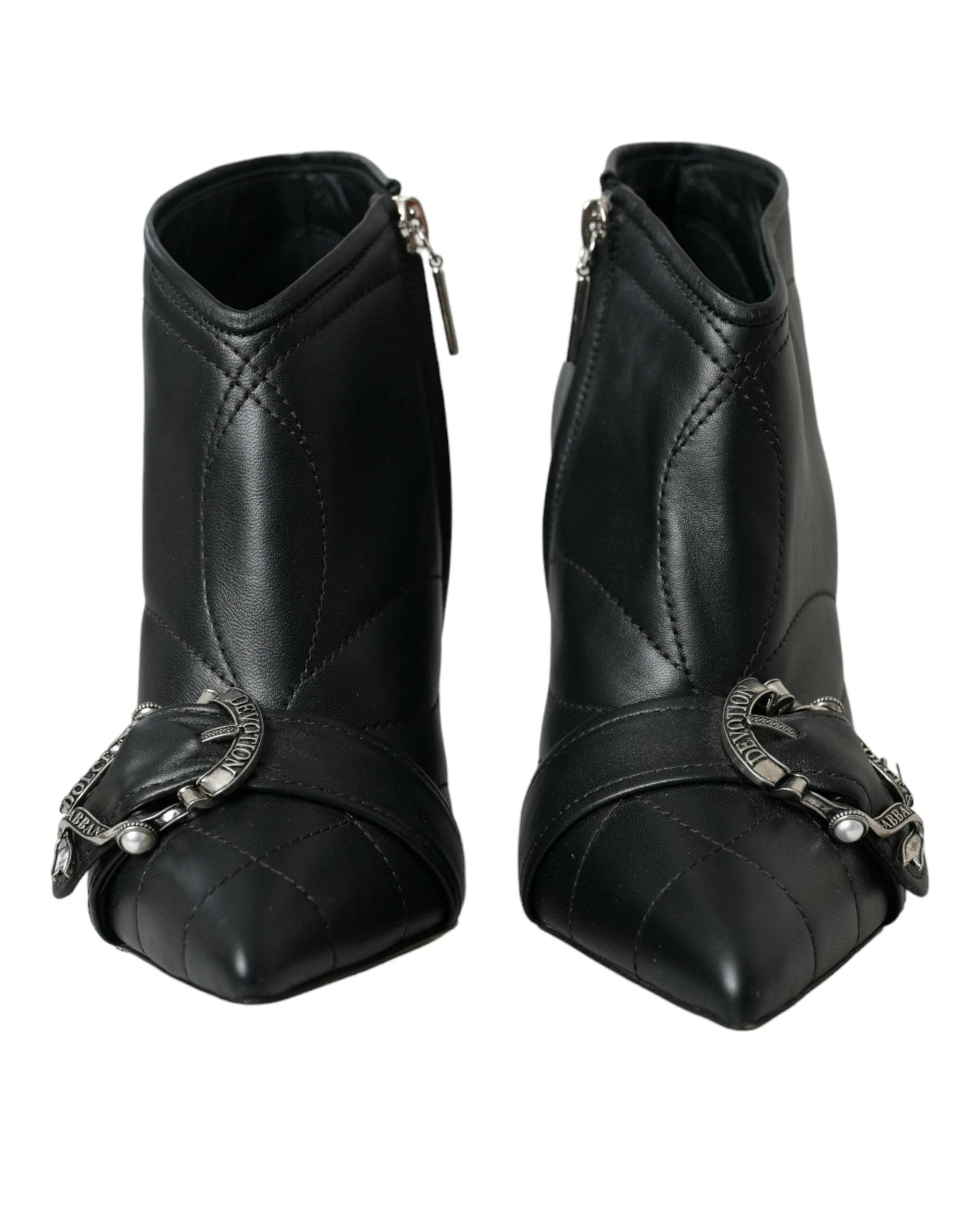 Dolce & Gabbana Black Devotion Quilted Buckled Boots Shoes by Dolce & Gabbana
