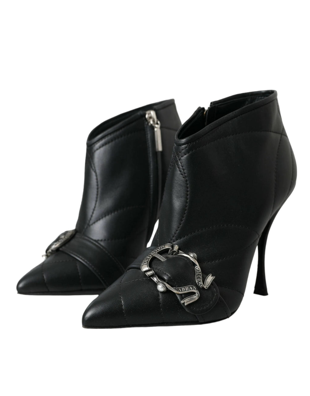 Dolce & Gabbana Black Devotion Quilted Buckled Boots Shoes by Dolce & Gabbana
