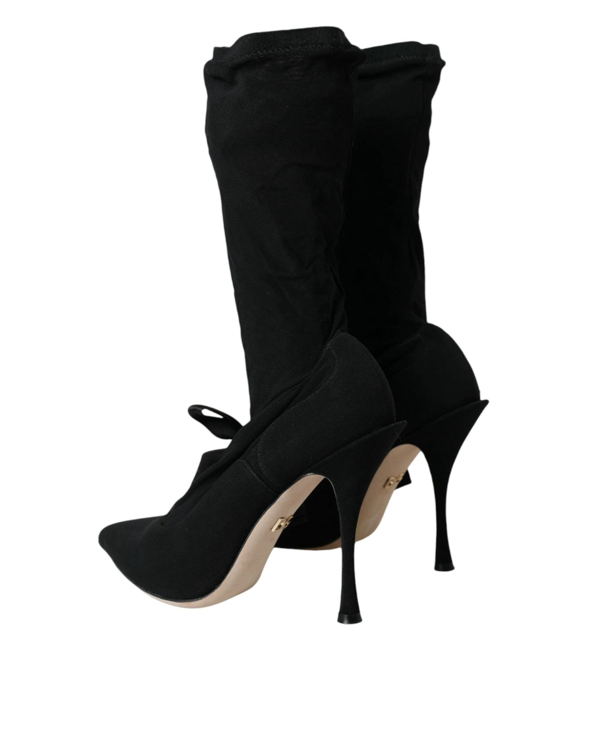 Dolce & Gabbana Black Stiletto Heels Mid Calf Boots Shoes by Dolce & Gabbana