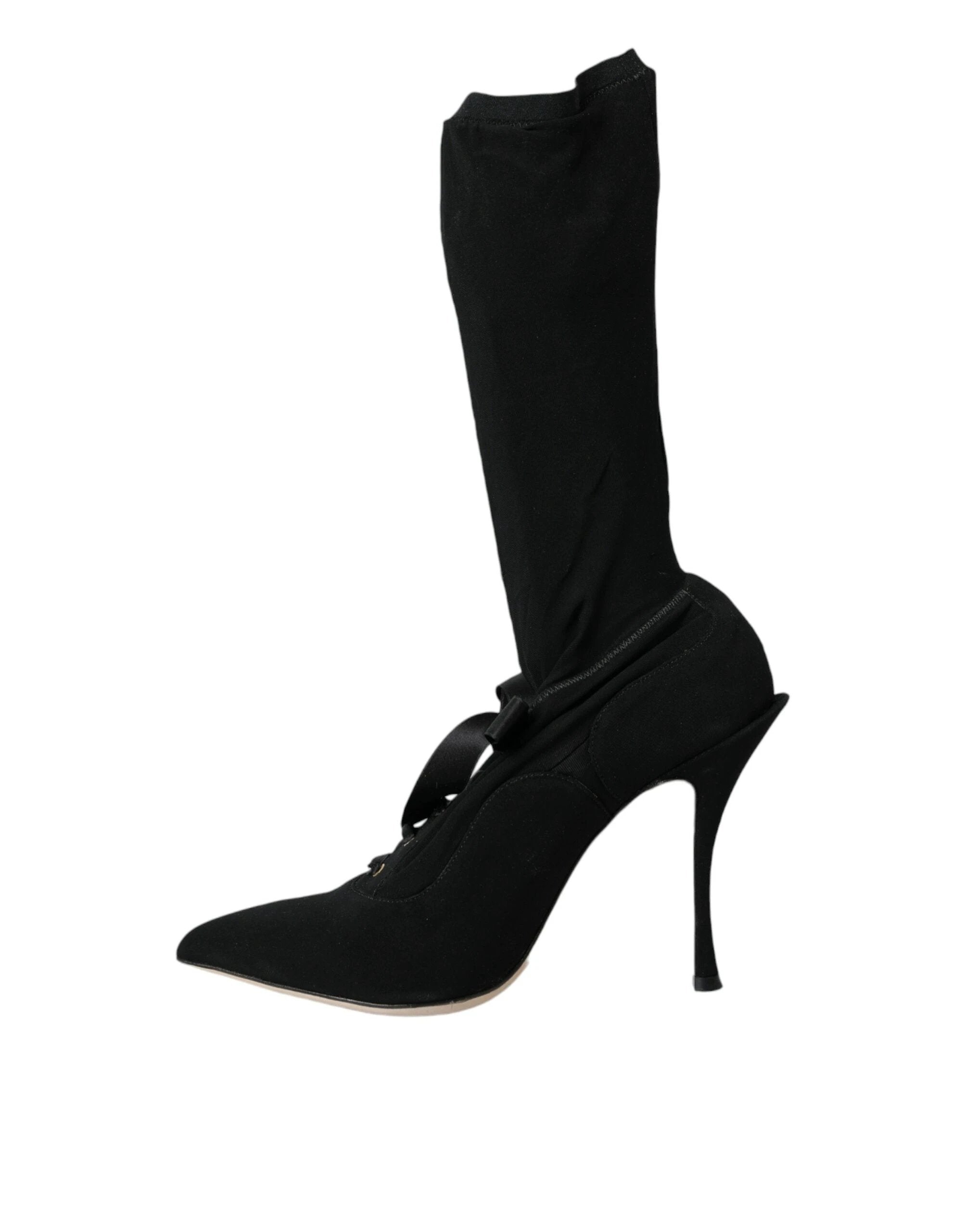 Dolce & Gabbana Black Stiletto Heels Mid Calf Boots Shoes by Dolce & Gabbana