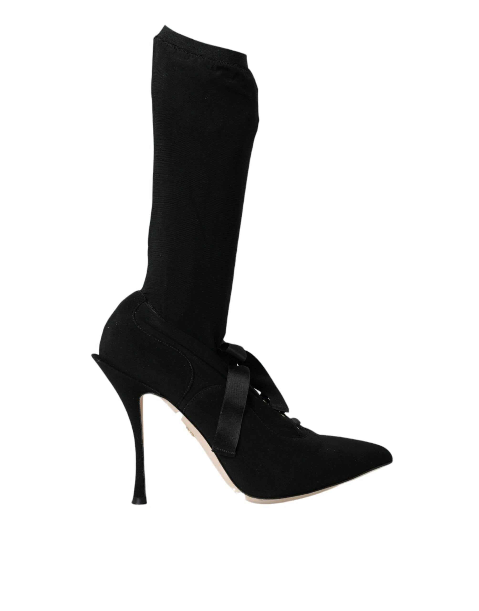 Dolce & Gabbana Black Stiletto Heels Mid Calf Boots Shoes by Dolce & Gabbana
