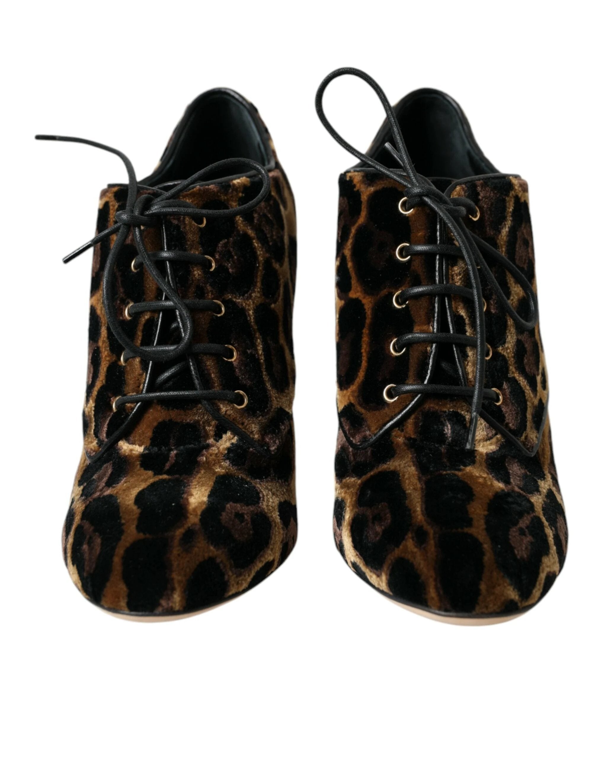 Dolce & Gabbana Brown Leopard Hair Lace Up Booties Shoes by Dolce & Gabbana