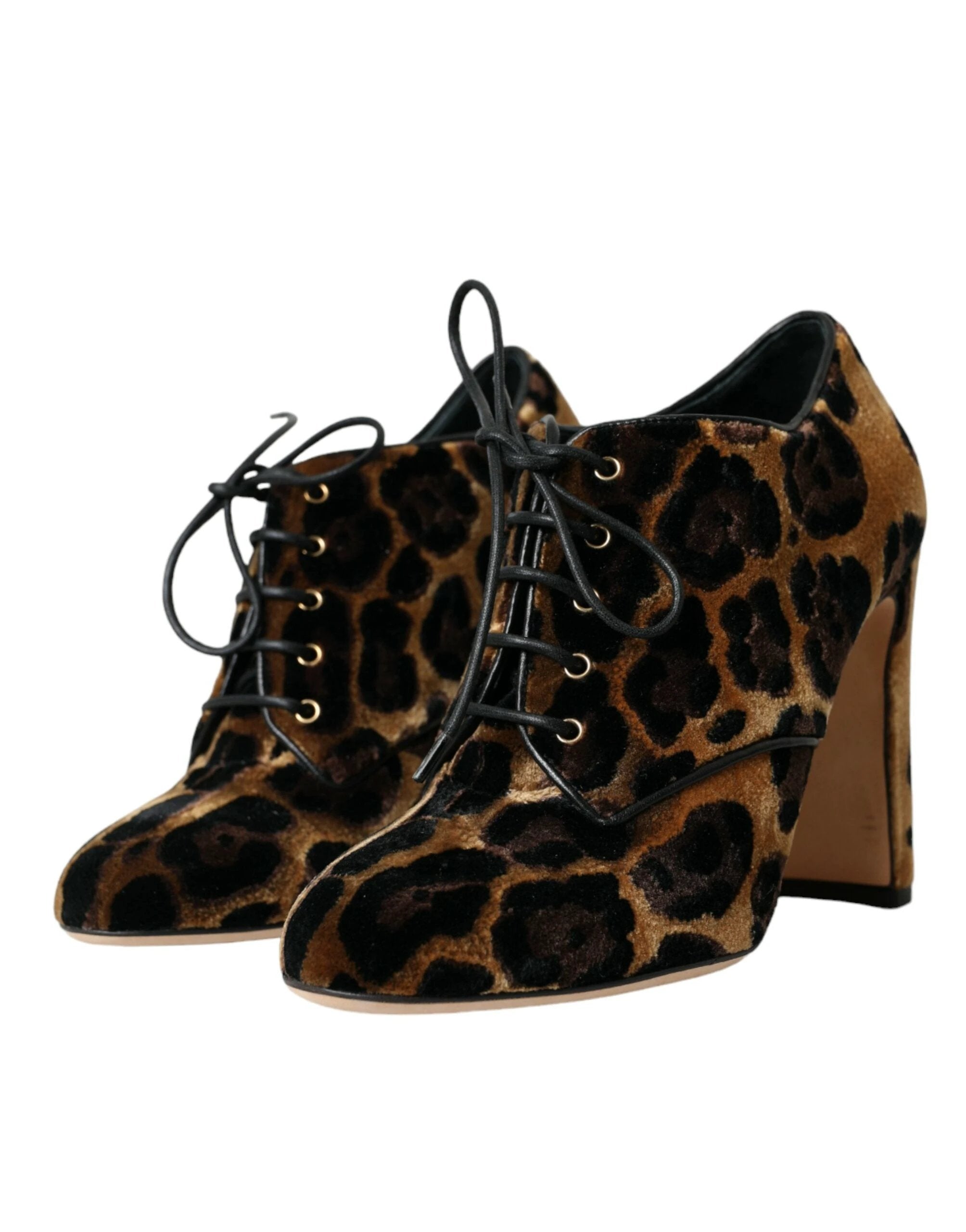 Dolce & Gabbana Brown Leopard Hair Lace Up Booties Shoes by Dolce & Gabbana