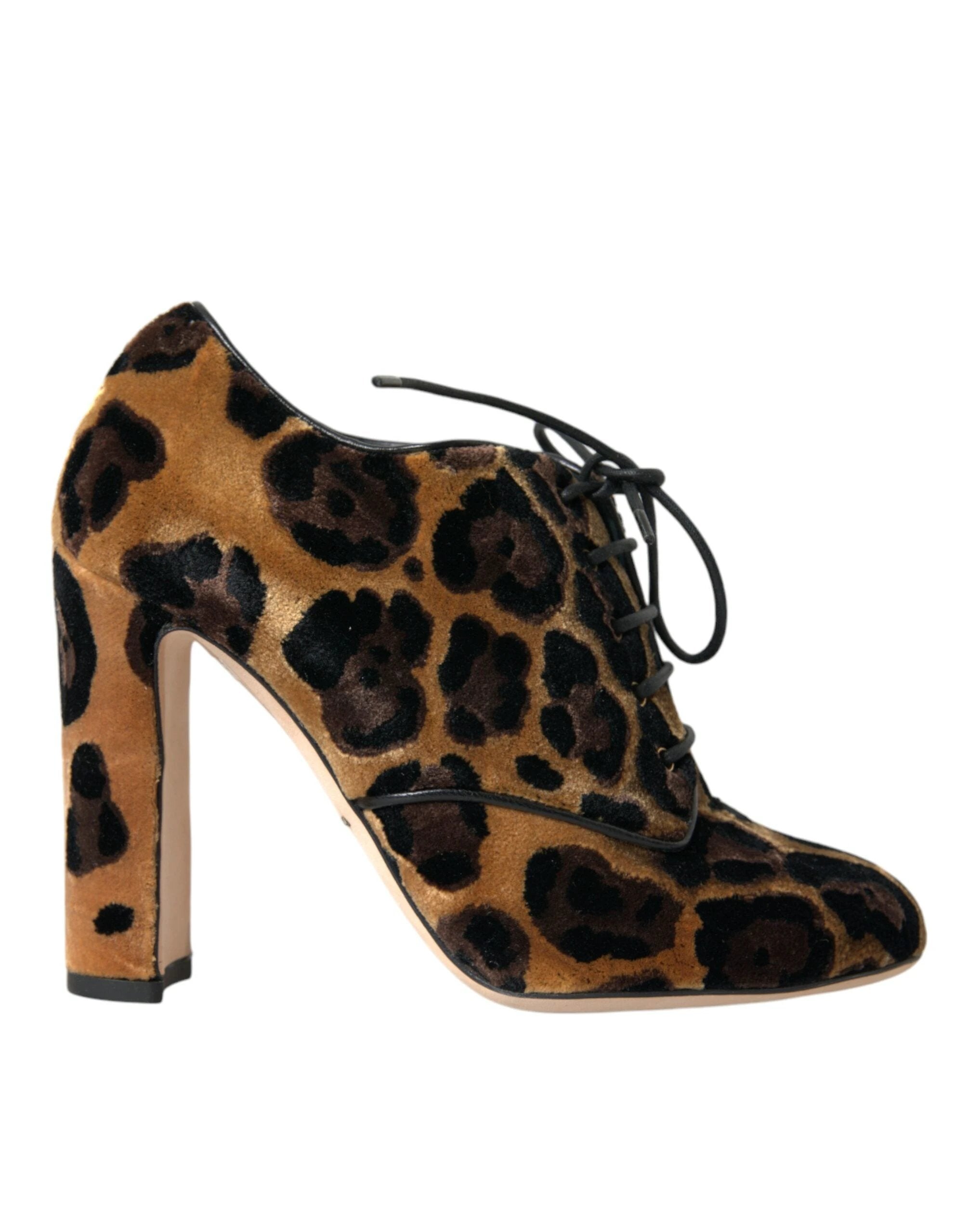 Dolce & Gabbana Brown Leopard Hair Lace Up Booties Shoes by Dolce & Gabbana