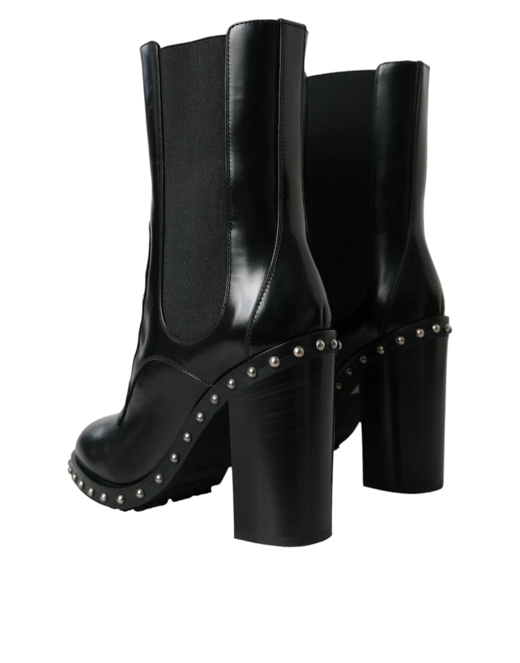 Dolce & Gabbana Black Leather Studded Lace Up Boots Shoes by Dolce & Gabbana