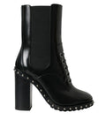 Dolce & Gabbana Black Leather Studded Lace Up Boots Shoes by Dolce & Gabbana