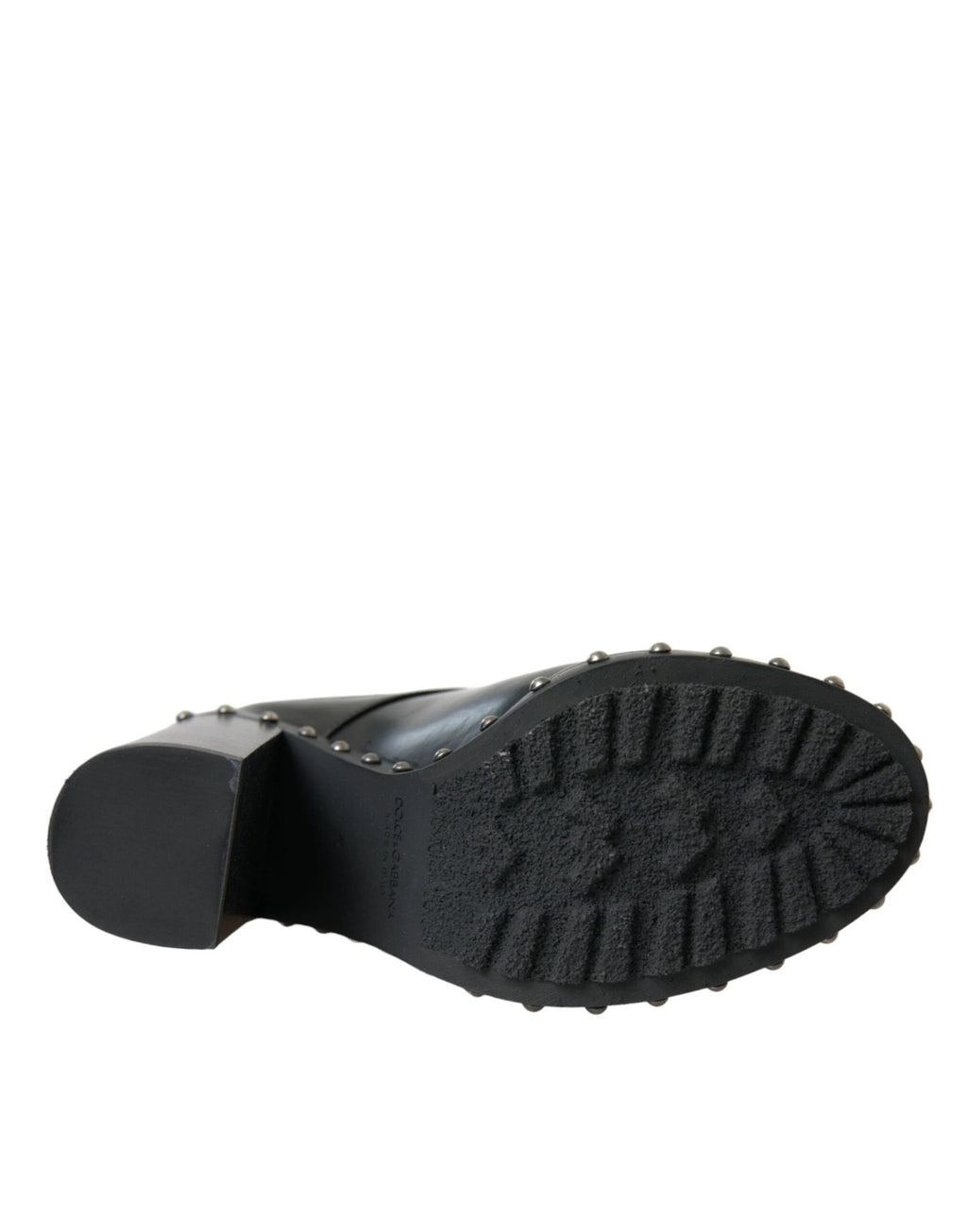 Dolce & Gabbana Black Leather Studded Lace Up Boots Shoes by Dolce & Gabbana