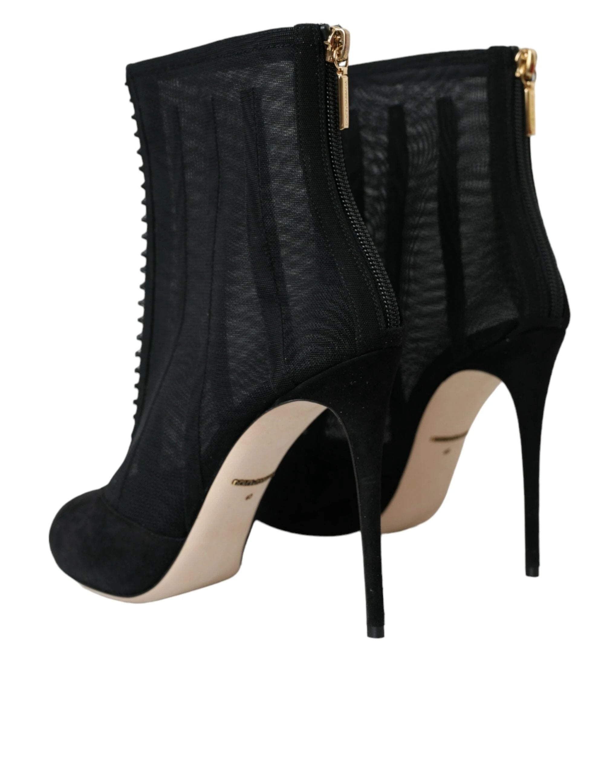 Dolce & Gabbana Black Mesh Stiletto Heels Ankle Boots Shoes by Dolce & Gabbana