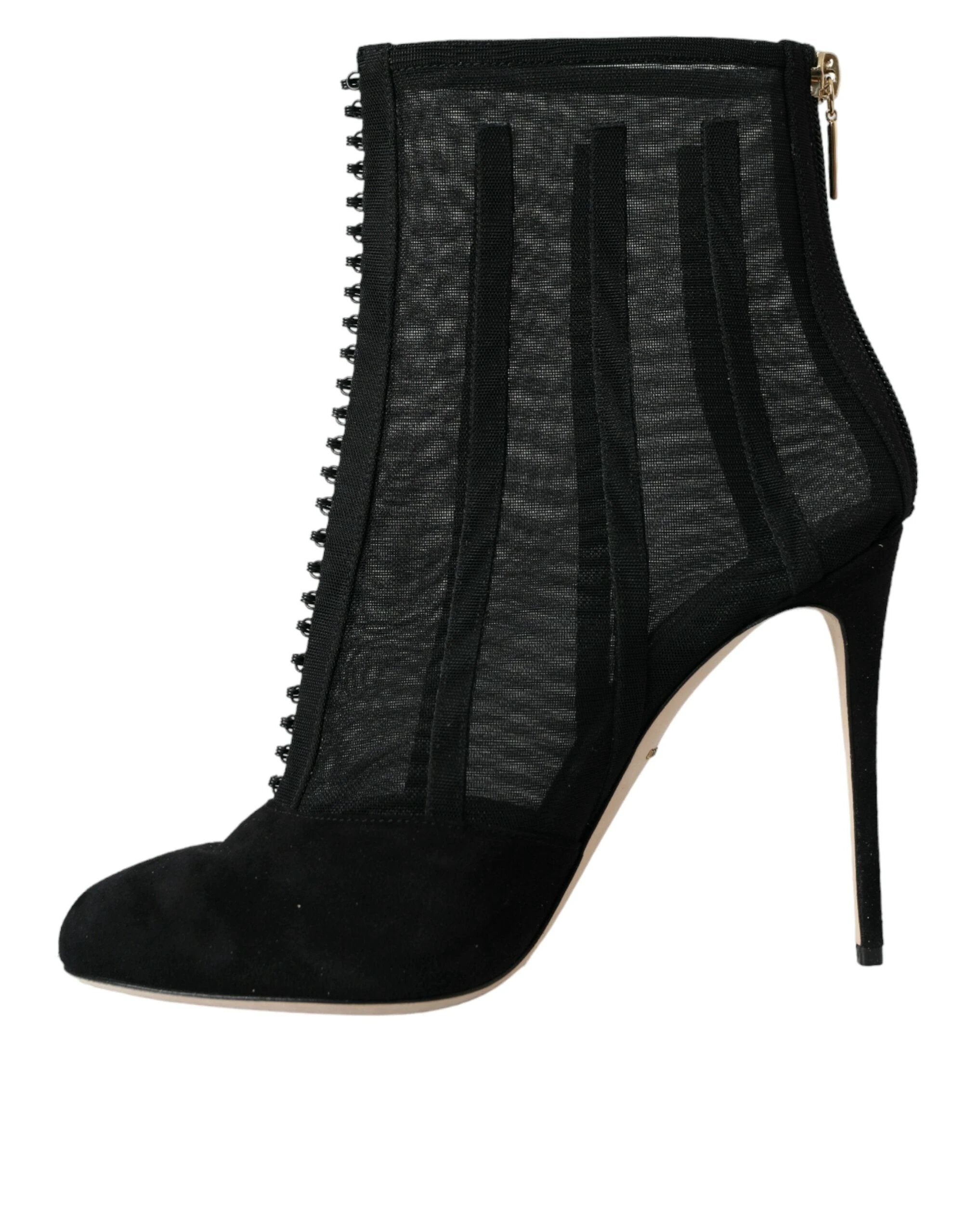Dolce & Gabbana Black Mesh Stiletto Heels Ankle Boots Shoes by Dolce & Gabbana