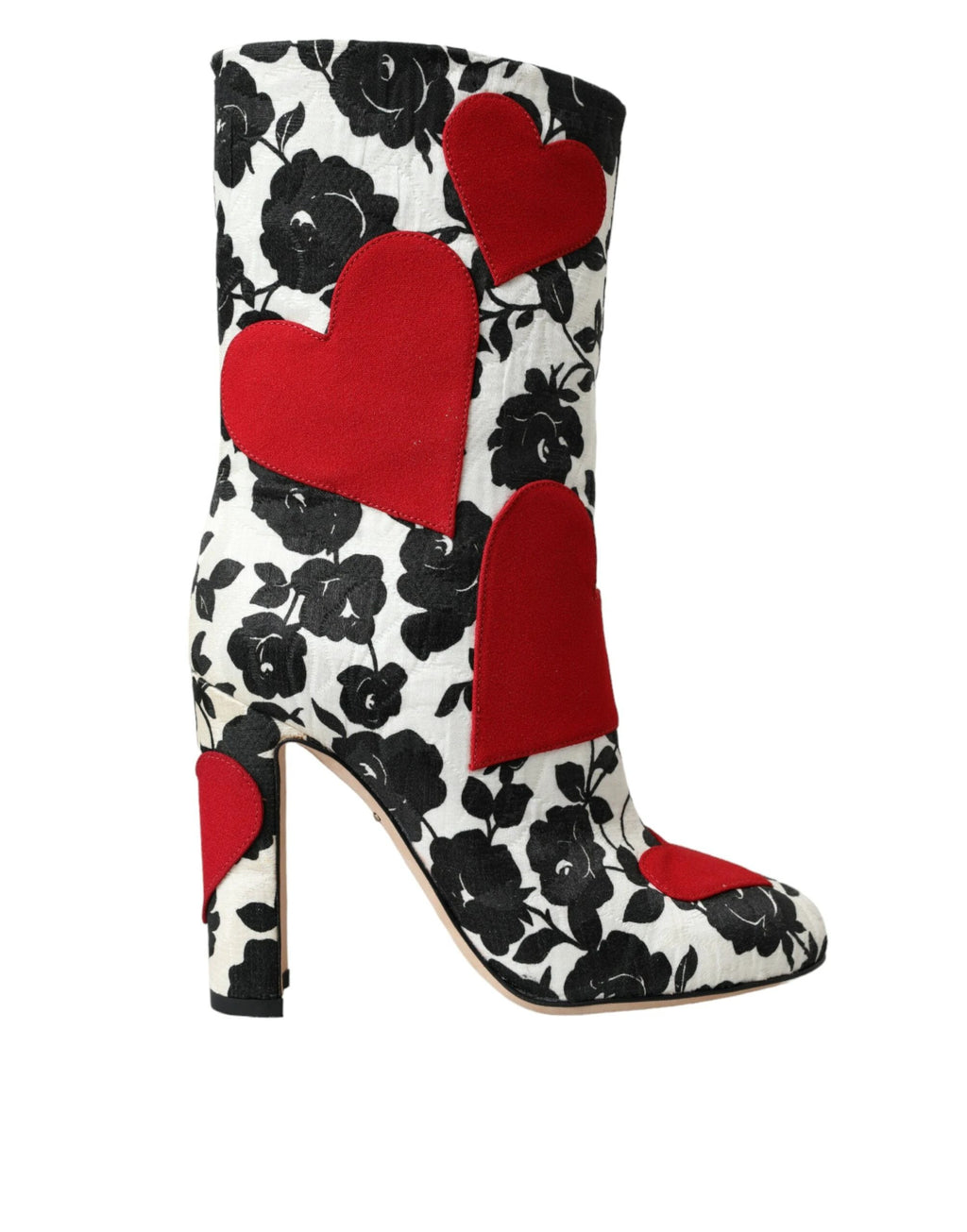 Dolce & Gabbana White Floral Hearts Leather High Boots Shoes by Dolce & Gabbana