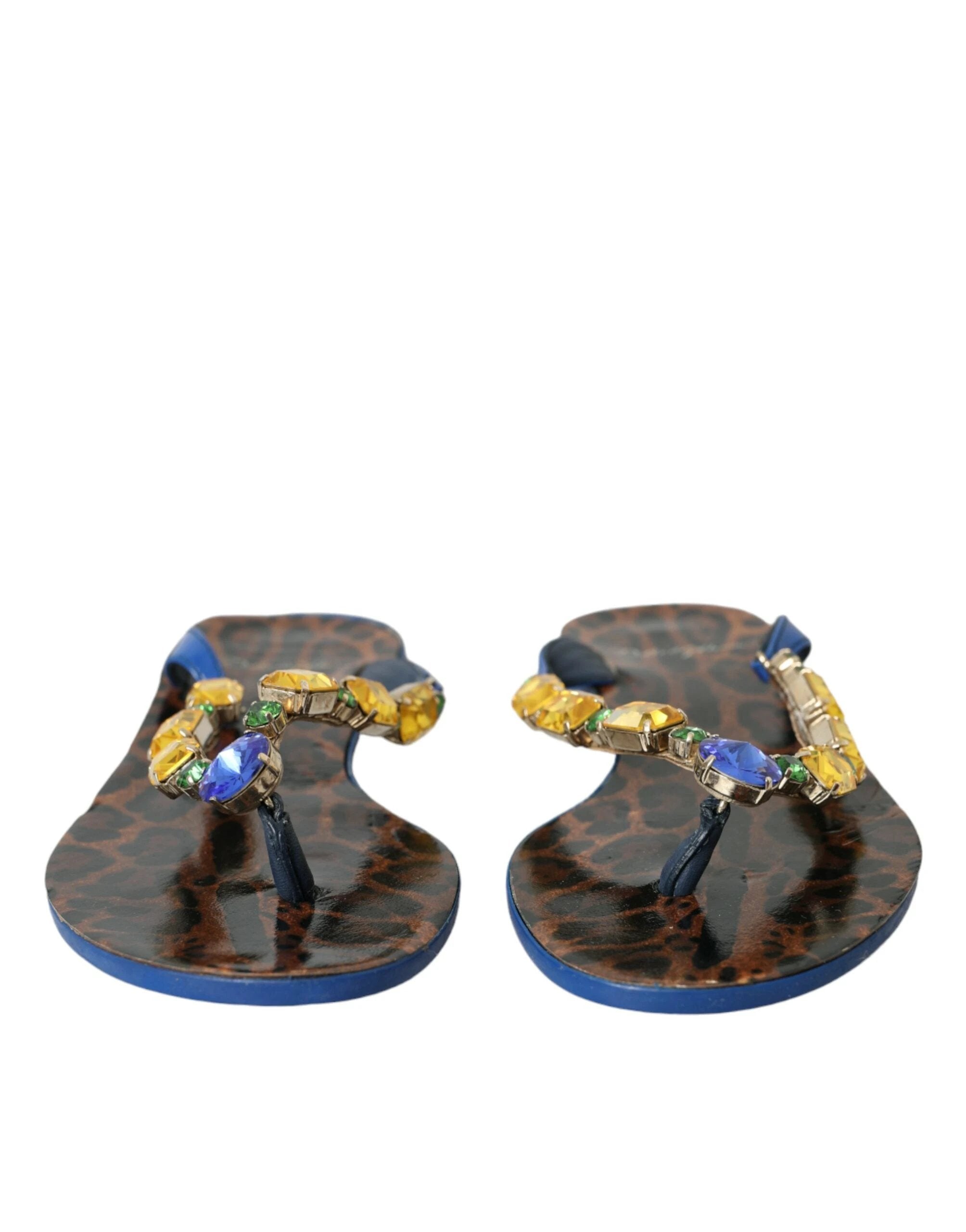 Dolce & Gabbana Blue Crystal Calf Leather Beachwear Shoes by Dolce & Gabbana