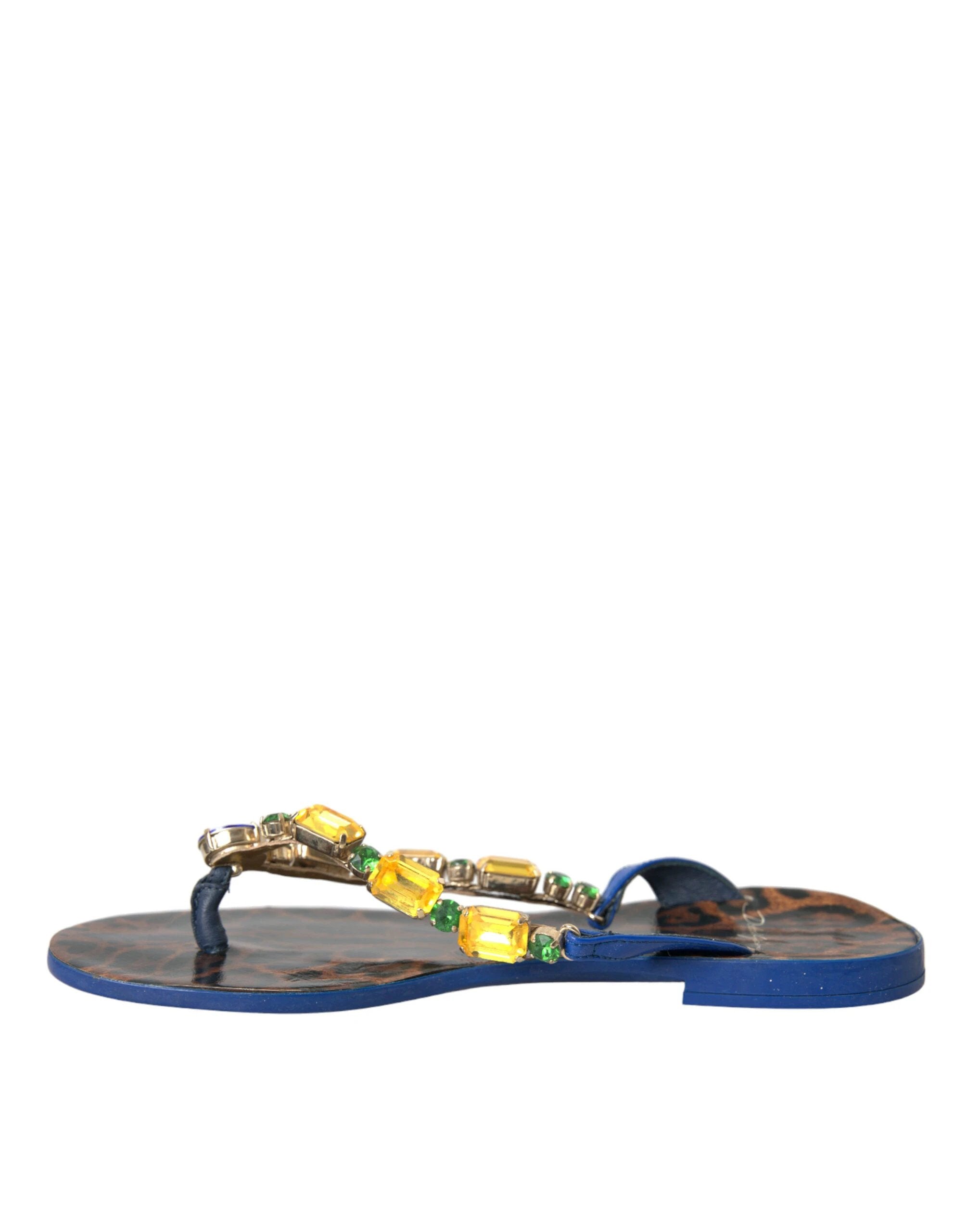 Dolce & Gabbana Blue Crystal Calf Leather Beachwear Shoes by Dolce & Gabbana