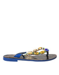 Dolce & Gabbana Blue Crystal Calf Leather Beachwear Shoes by Dolce & Gabbana
