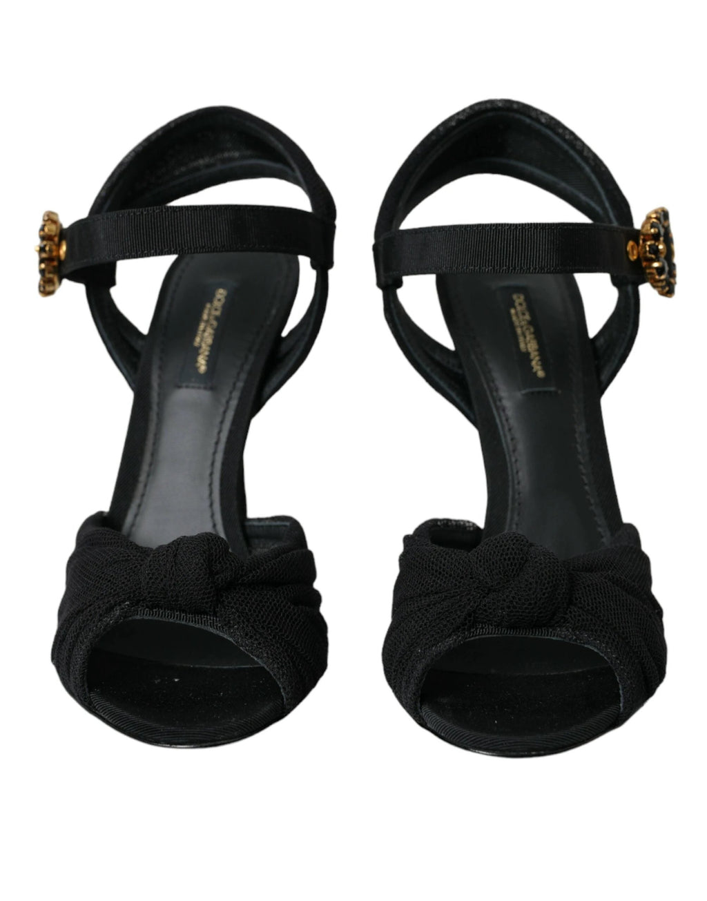 Dolce & Gabbana Black Suede Embellished Heels Sandals Shoes by Dolce & Gabbana
