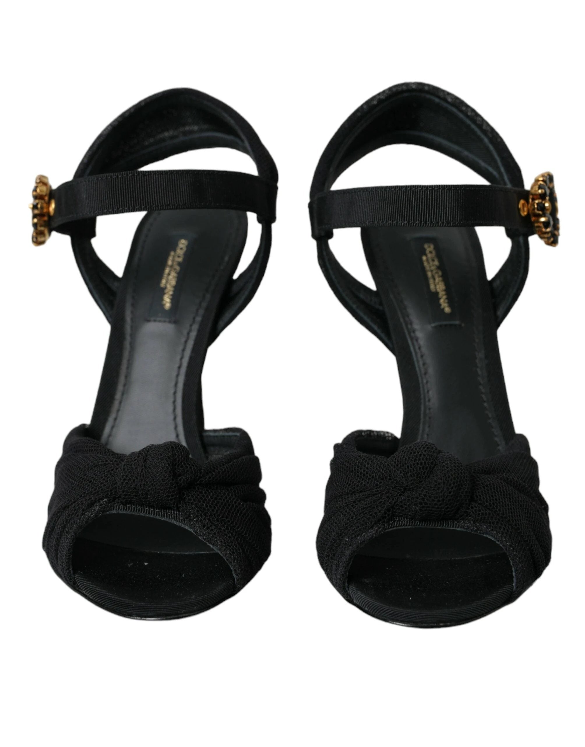 Dolce & Gabbana Black Suede Embellished Heels Sandals Shoes by Dolce & Gabbana