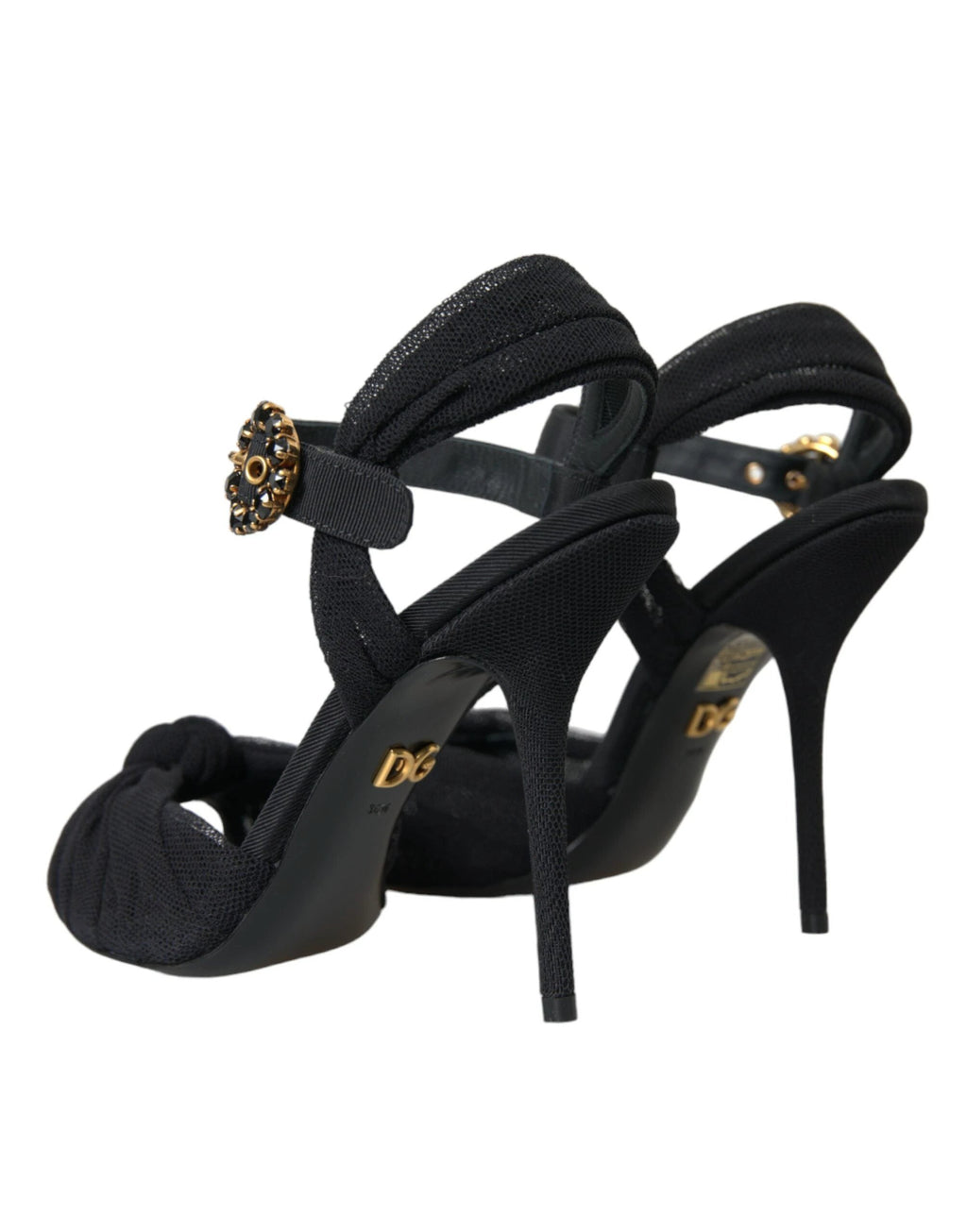 Dolce & Gabbana Black Suede Embellished Heels Sandals Shoes by Dolce & Gabbana