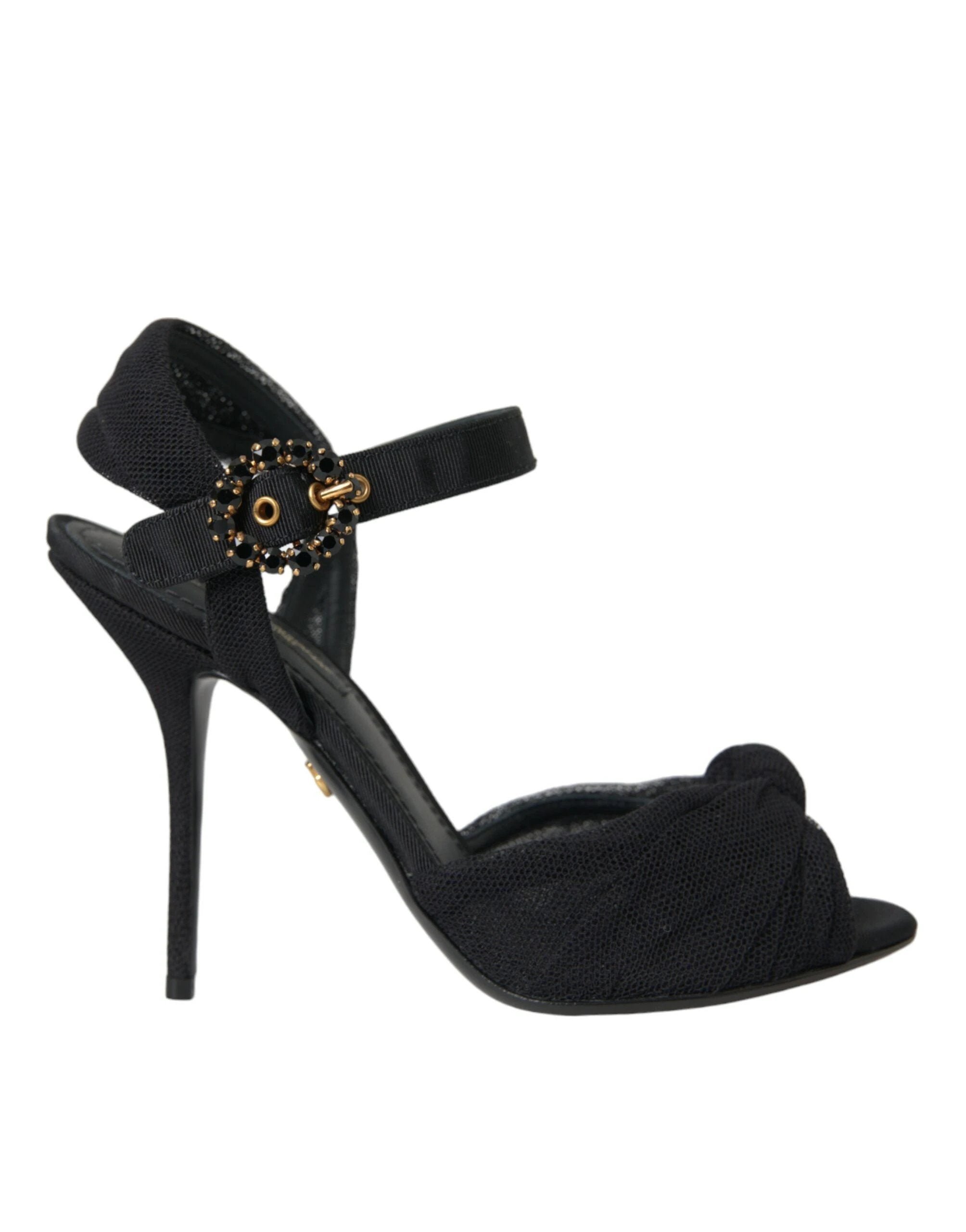 Dolce & Gabbana Black Suede Embellished Heels Sandals Shoes by Dolce & Gabbana