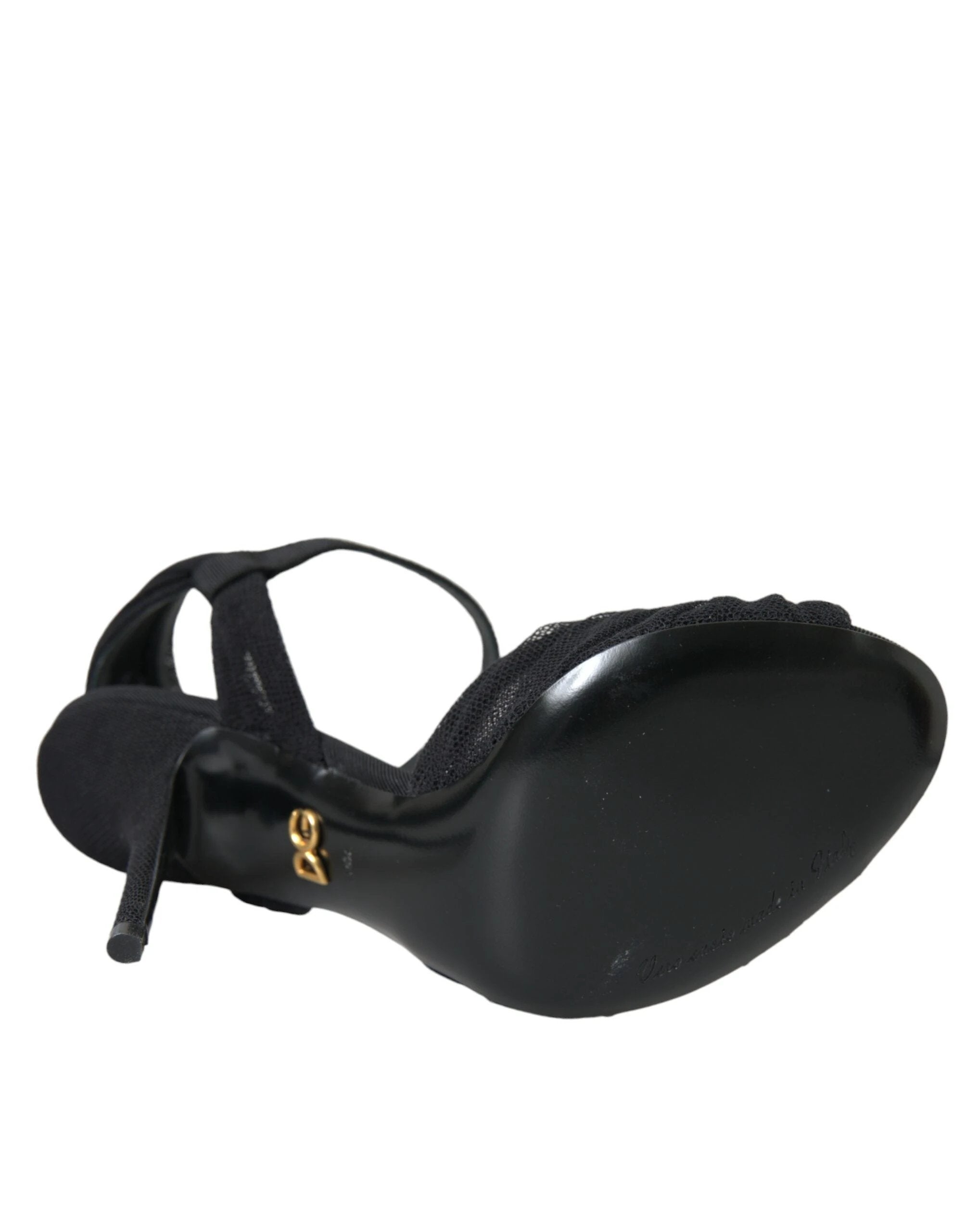 Dolce & Gabbana Black Suede Embellished Heels Sandals Shoes by Dolce & Gabbana