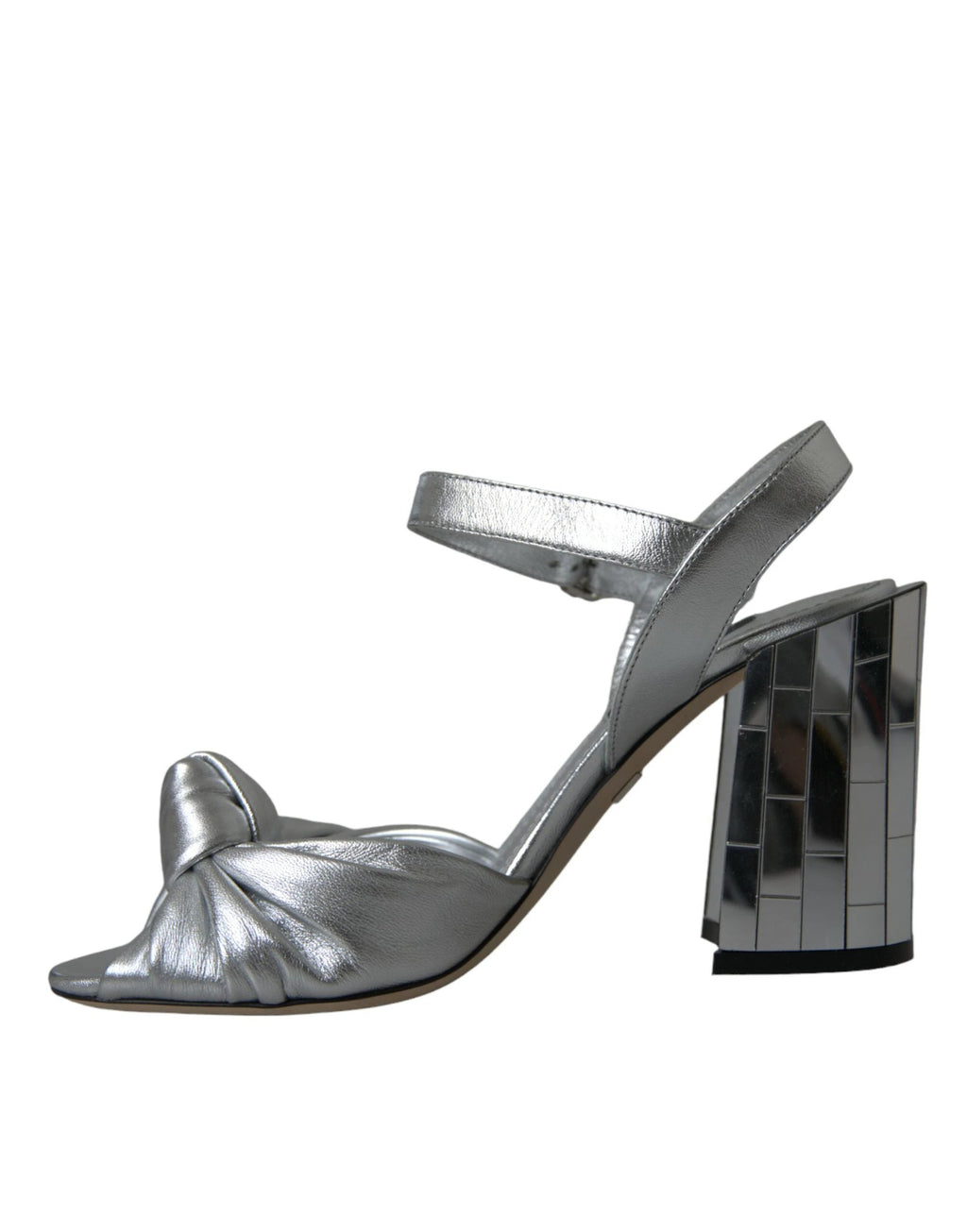 Dolce & Gabbana Silver Lambskin Leather Heels Sandals Shoes by Dolce & Gabbana