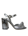 Dolce & Gabbana Silver Lambskin Leather Heels Sandals Shoes by Dolce & Gabbana