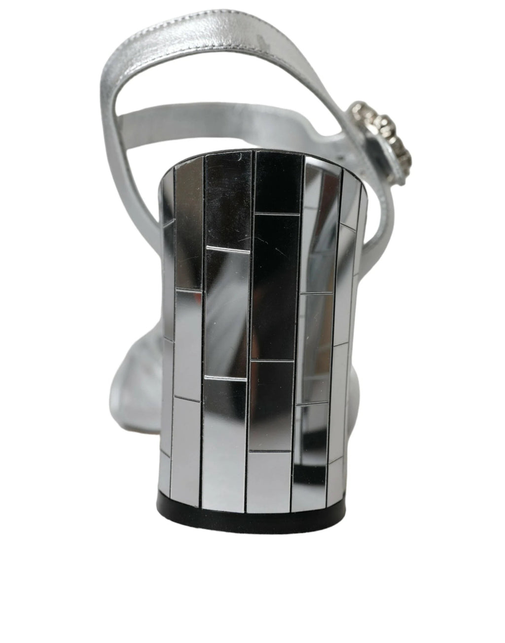 Dolce & Gabbana Silver Lambskin Leather Heels Sandals Shoes by Dolce & Gabbana