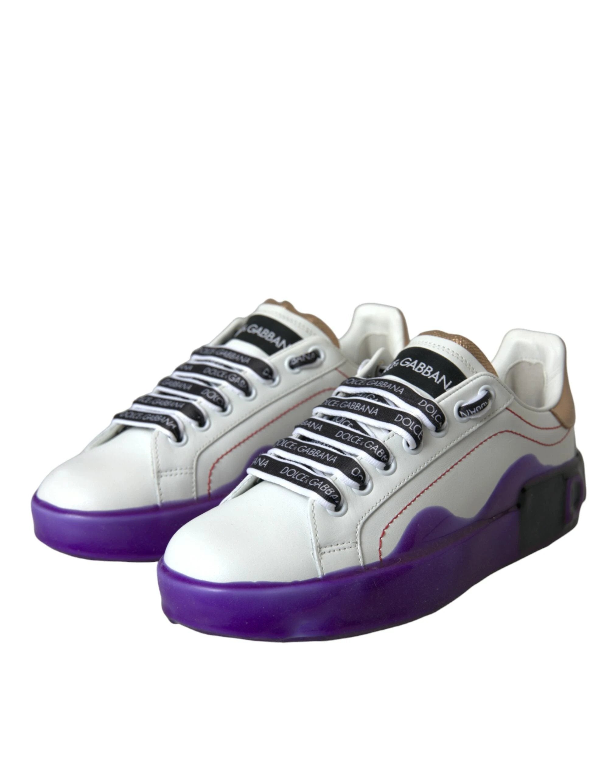 Dolce & Gabbana White Leather Portofino Low Top Sneakers Shoes by Dolce & Gabbana