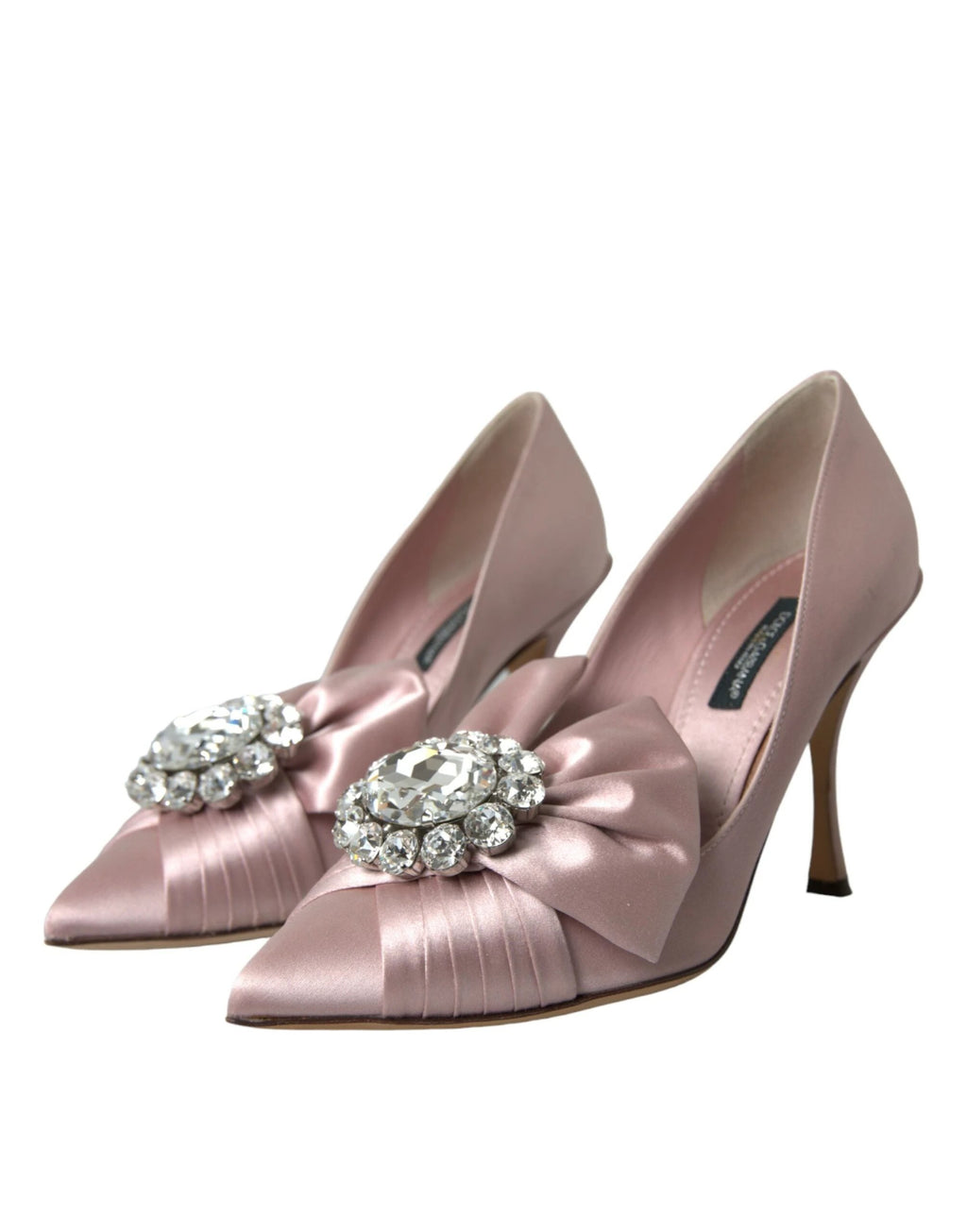 Dolce & Gabbana Pink Satin Crystal High Heels Pumps Shoes by Dolce & Gabbana