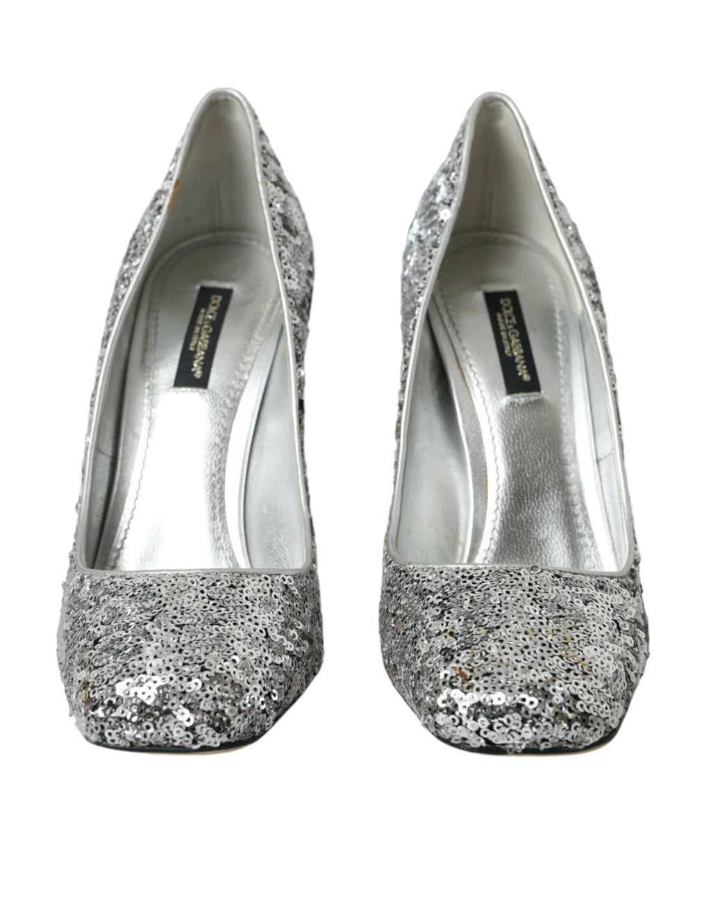 Dolce & Gabbana Silver Sequin Embellished Heels Pumps Shoes by Dolce & Gabbana