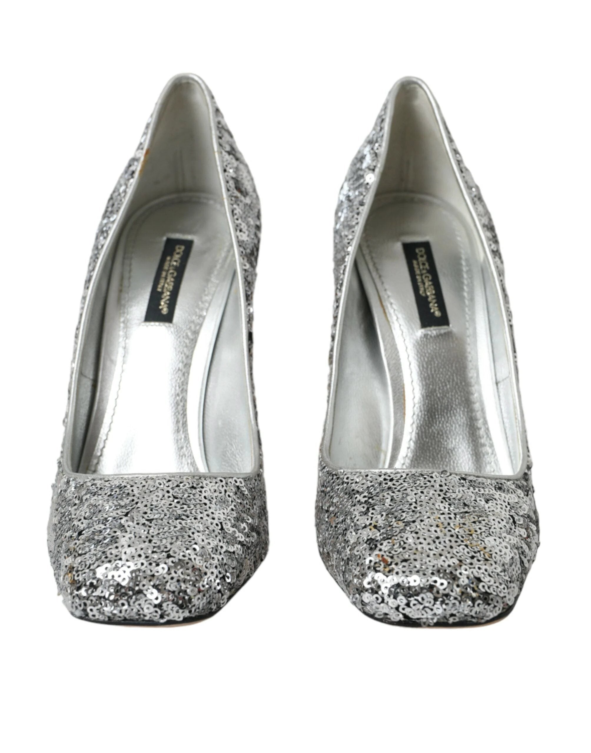 Dolce & Gabbana Silver Sequin Embellished Heels Pumps Shoes by Dolce & Gabbana
