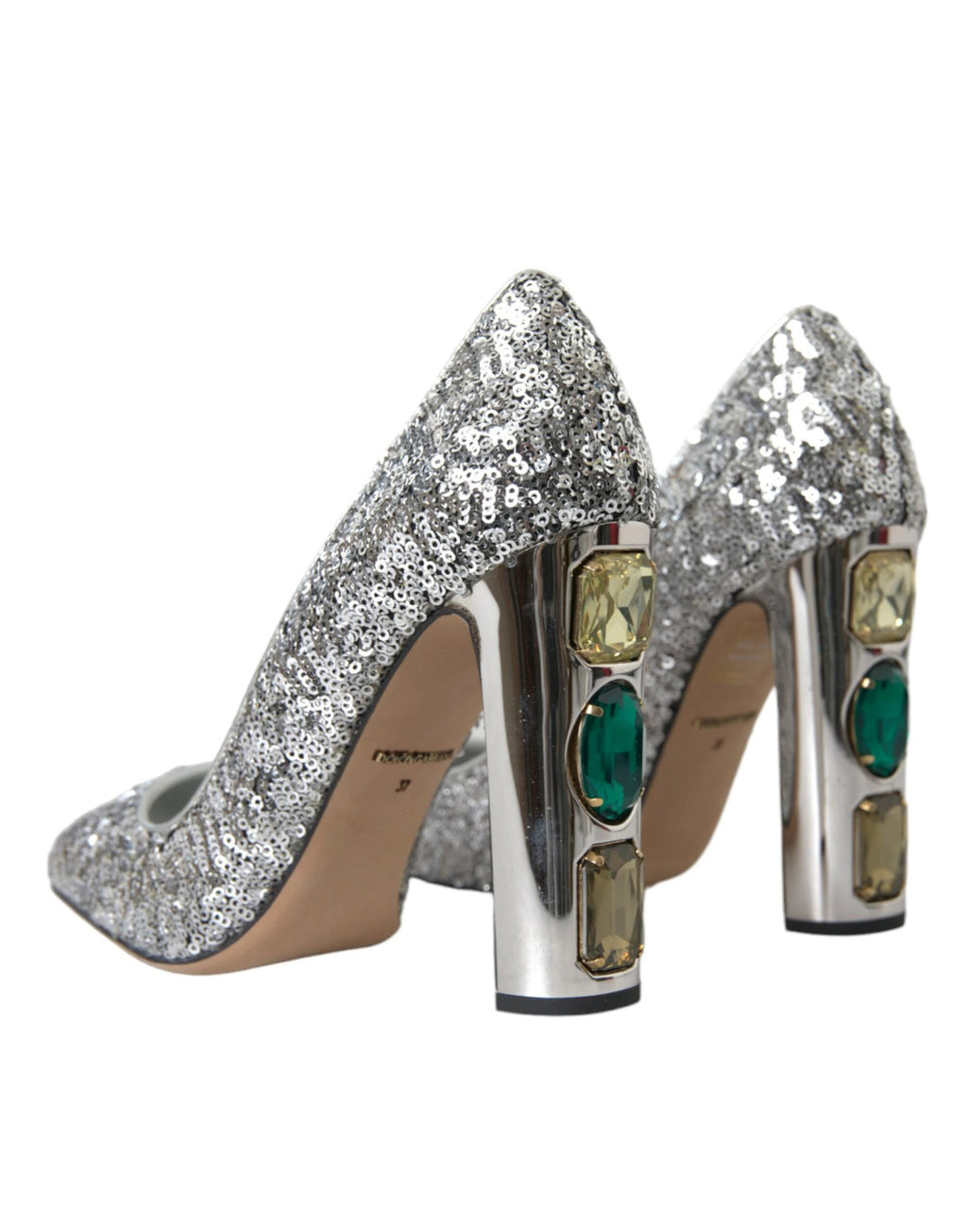 Dolce & Gabbana Silver Sequin Embellished Heels Pumps Shoes by Dolce & Gabbana