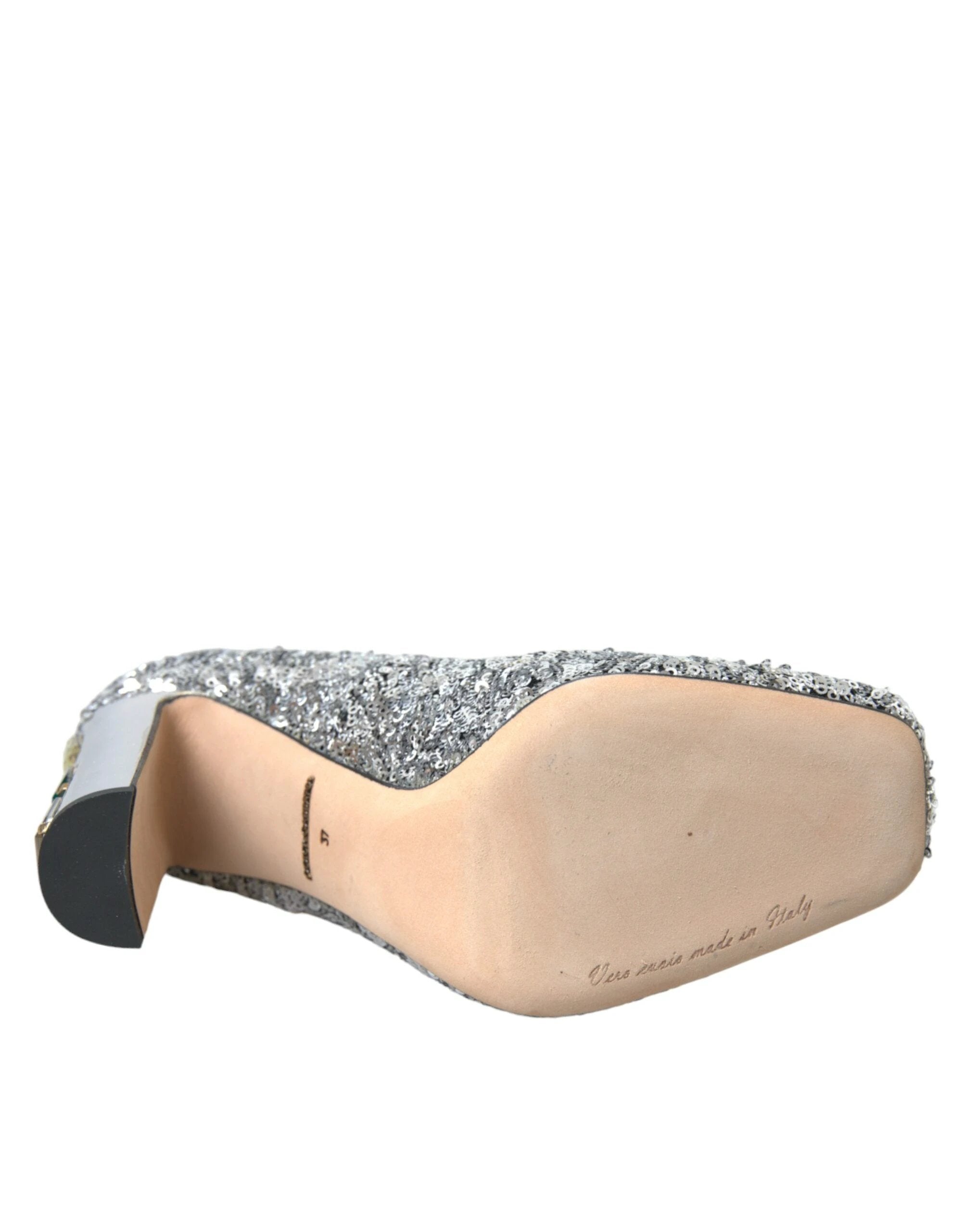 Dolce & Gabbana Silver Sequin Embellished Heels Pumps Shoes by Dolce & Gabbana