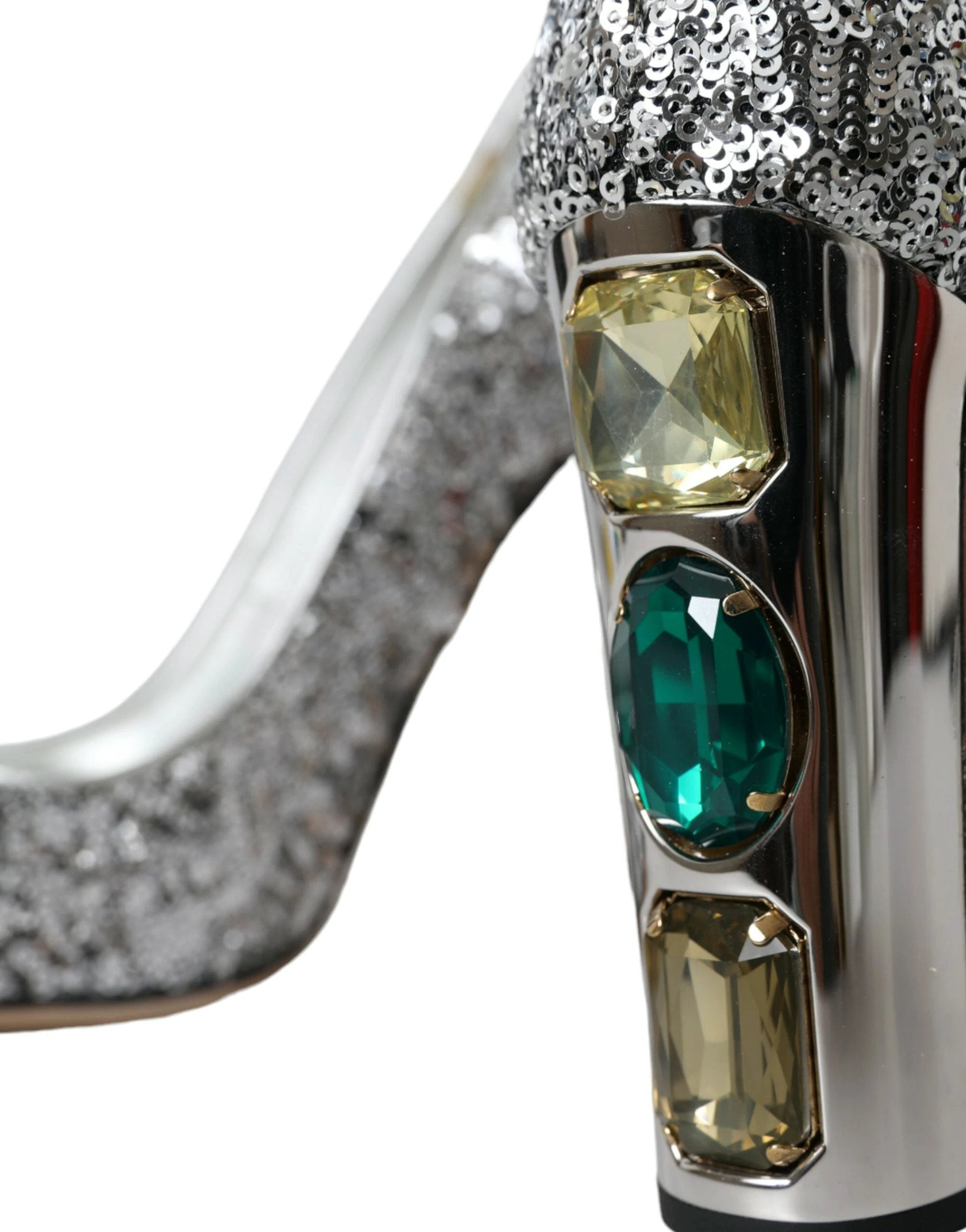 Dolce & Gabbana Silver Sequin Embellished Heels Pumps Shoes by Dolce & Gabbana