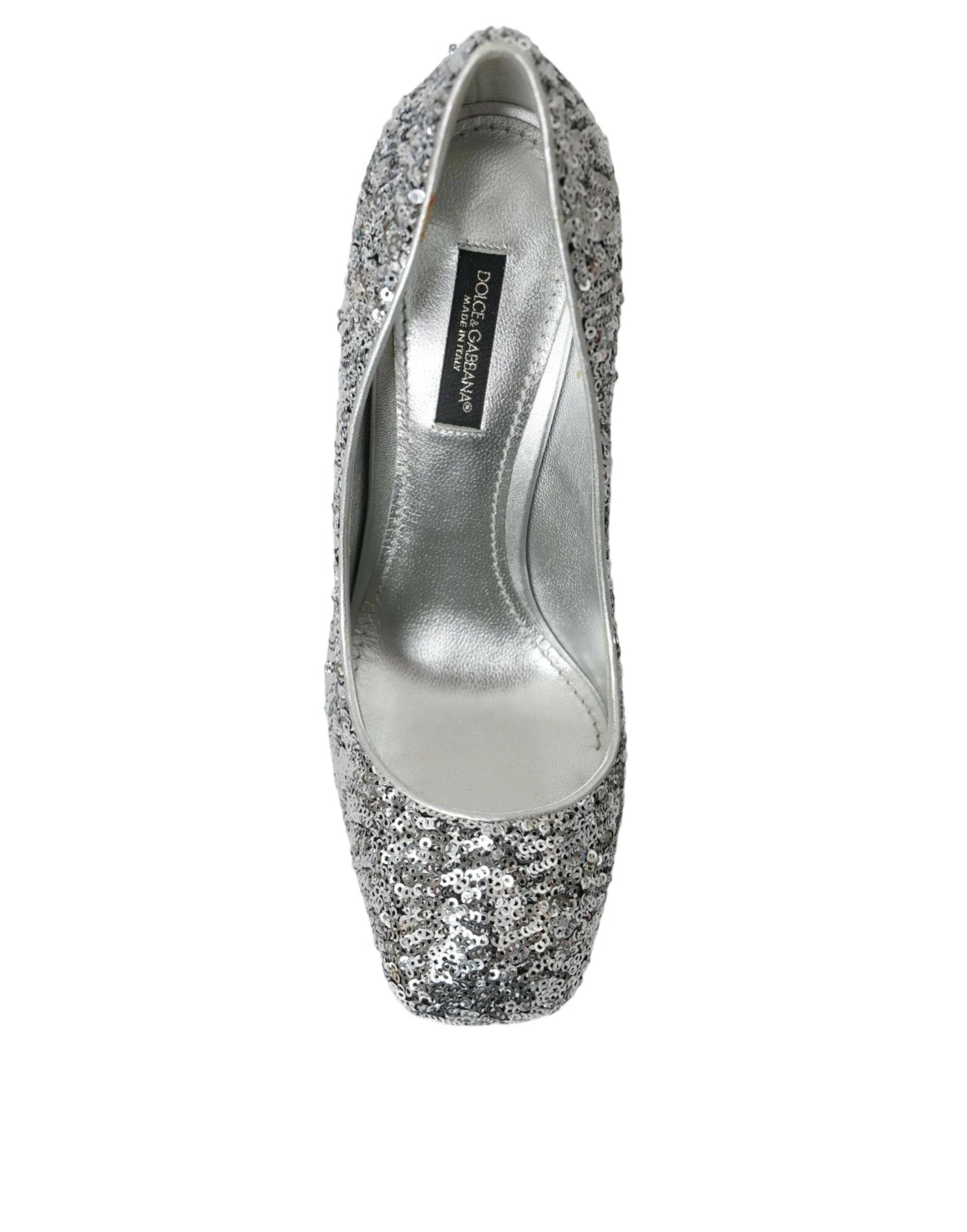 Dolce & Gabbana Silver Sequin Embellished Heels Pumps Shoes by Dolce & Gabbana