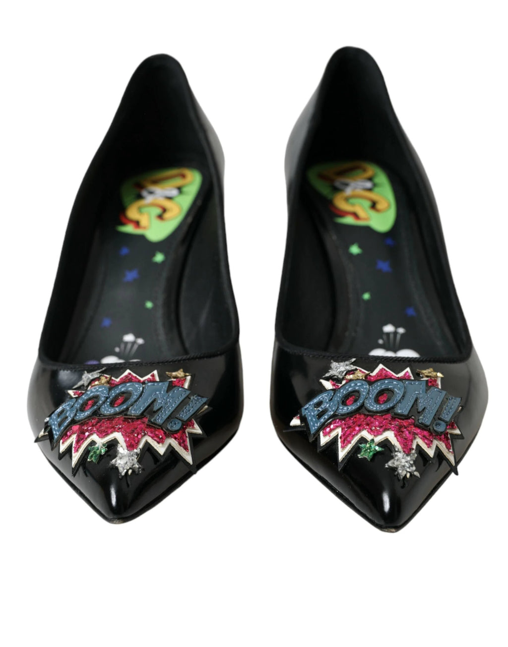 Dolce & Gabbana Black Leather BOOM Patch Heels Pumps Shoes by Dolce & Gabbana