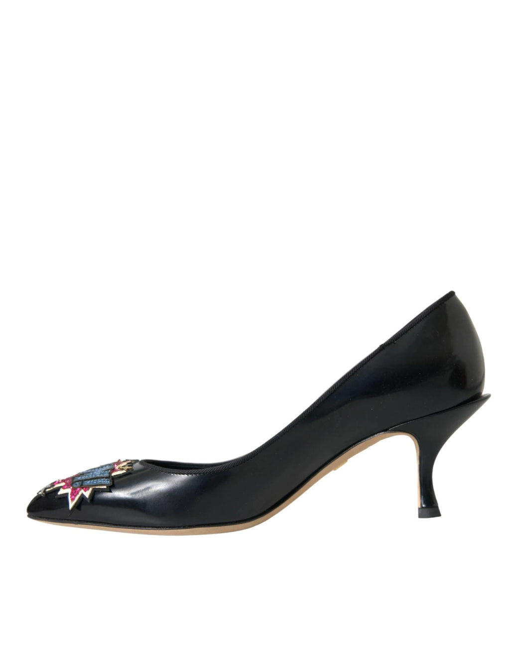 Dolce & Gabbana Black Leather BOOM Patch Heels Pumps Shoes by Dolce & Gabbana