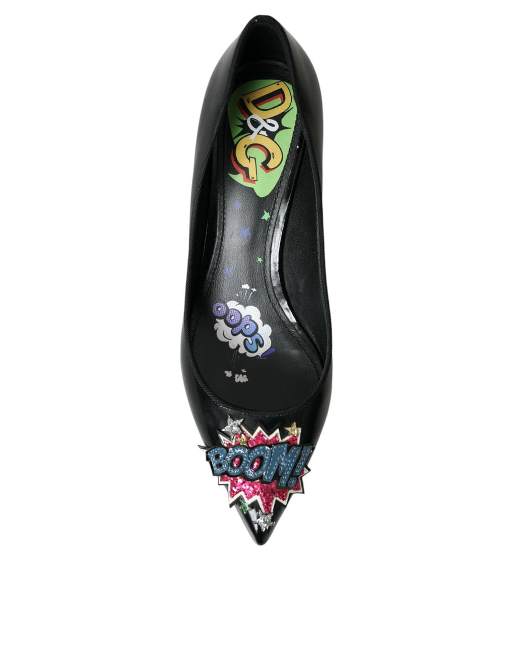 Dolce & Gabbana Black Leather BOOM Patch Heels Pumps Shoes by Dolce & Gabbana