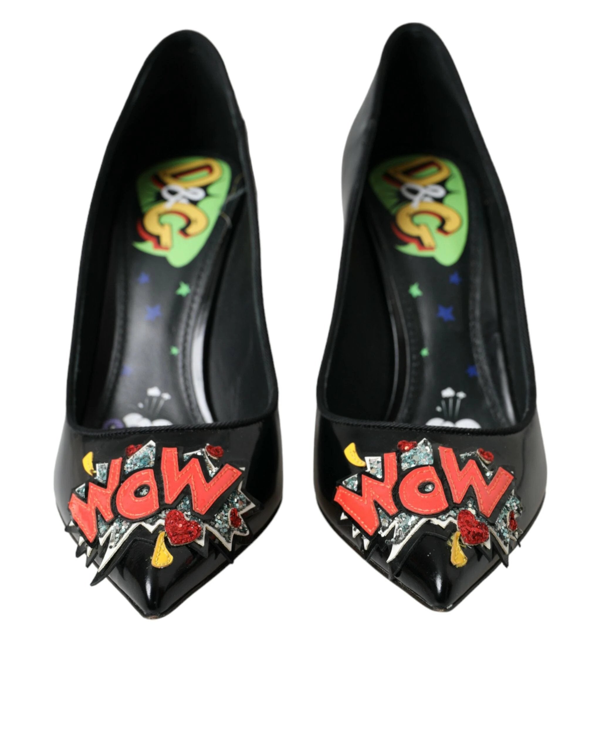 Dolce & Gabbana Black Leather WOW Patch Heels Pumps Shoes by Dolce & Gabbana