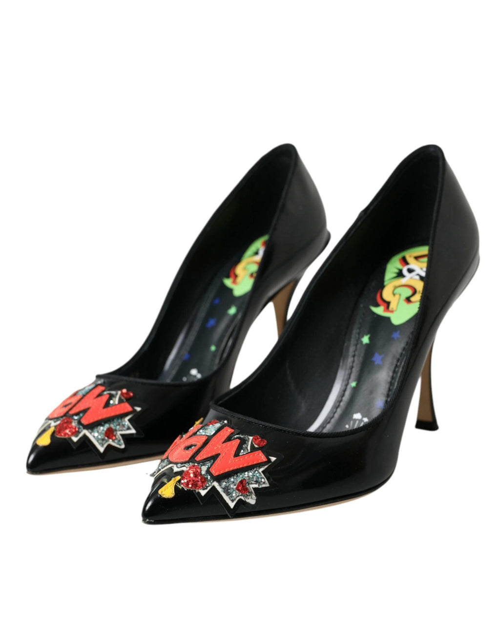 Dolce & Gabbana Black Leather WOW Patch Heels Pumps Shoes by Dolce & Gabbana