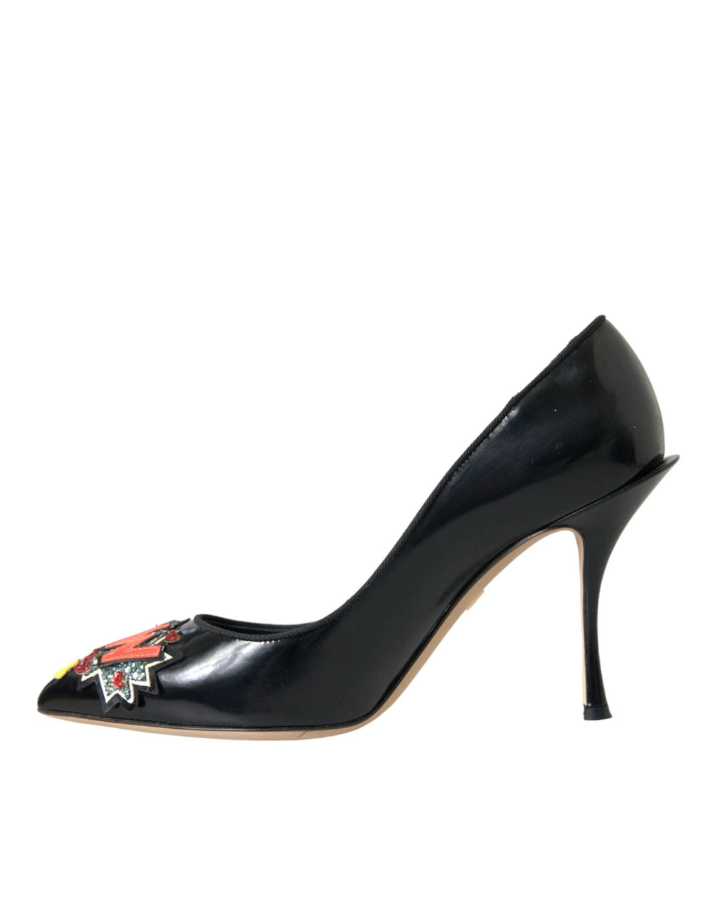 Dolce & Gabbana Black Leather WOW Patch Heels Pumps Shoes by Dolce & Gabbana
